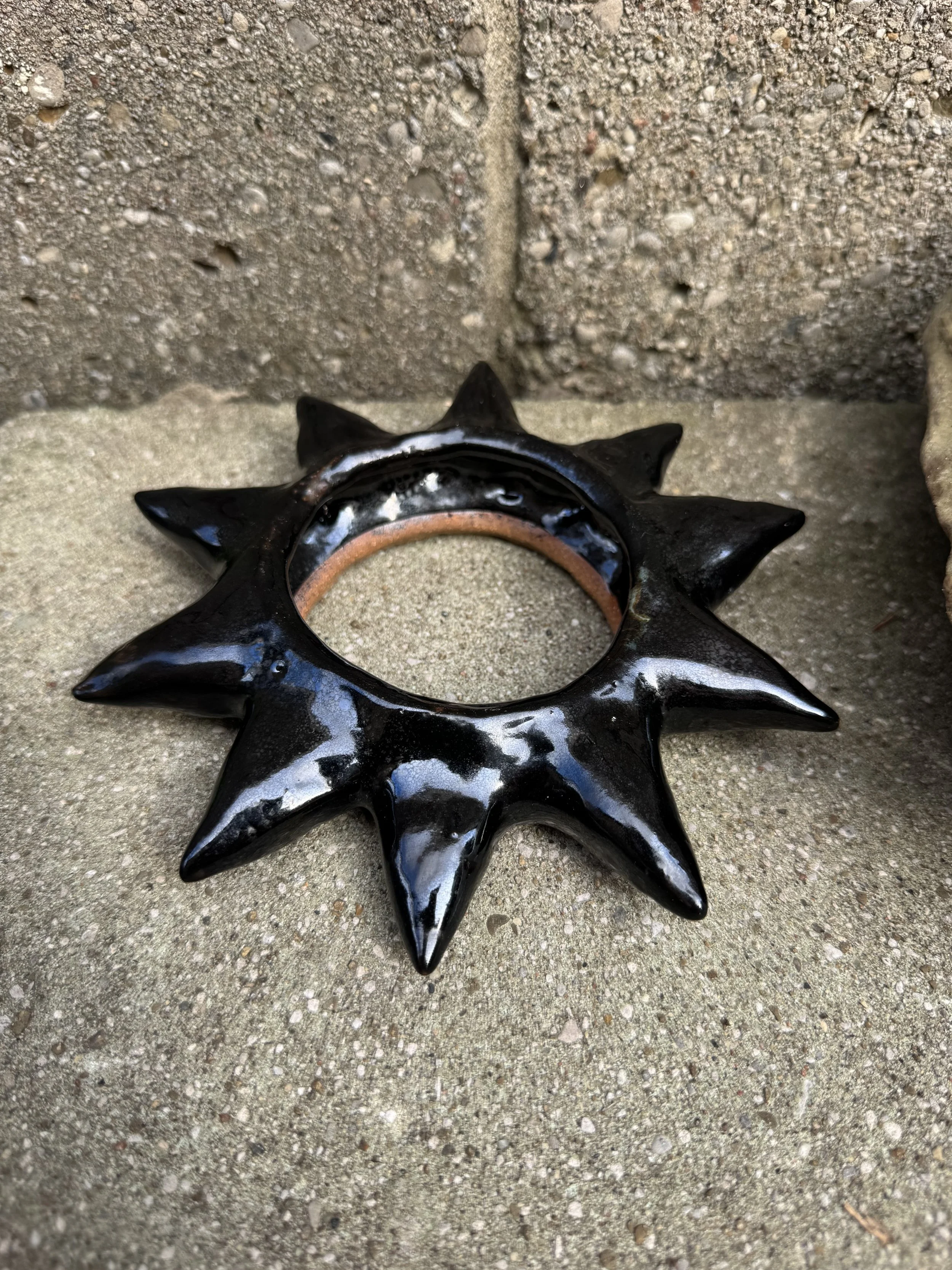 Clay Ceramic Black Spiky Bangle