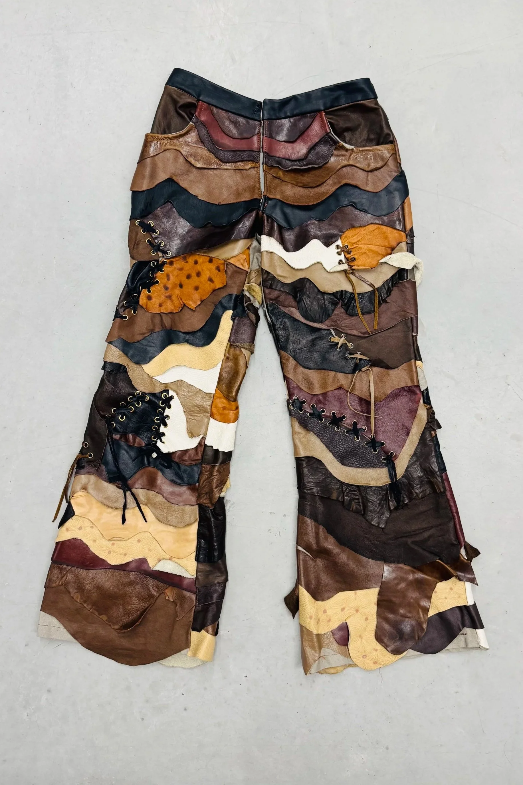 ZOË  STONE Recycled Leather Lace-up Pants