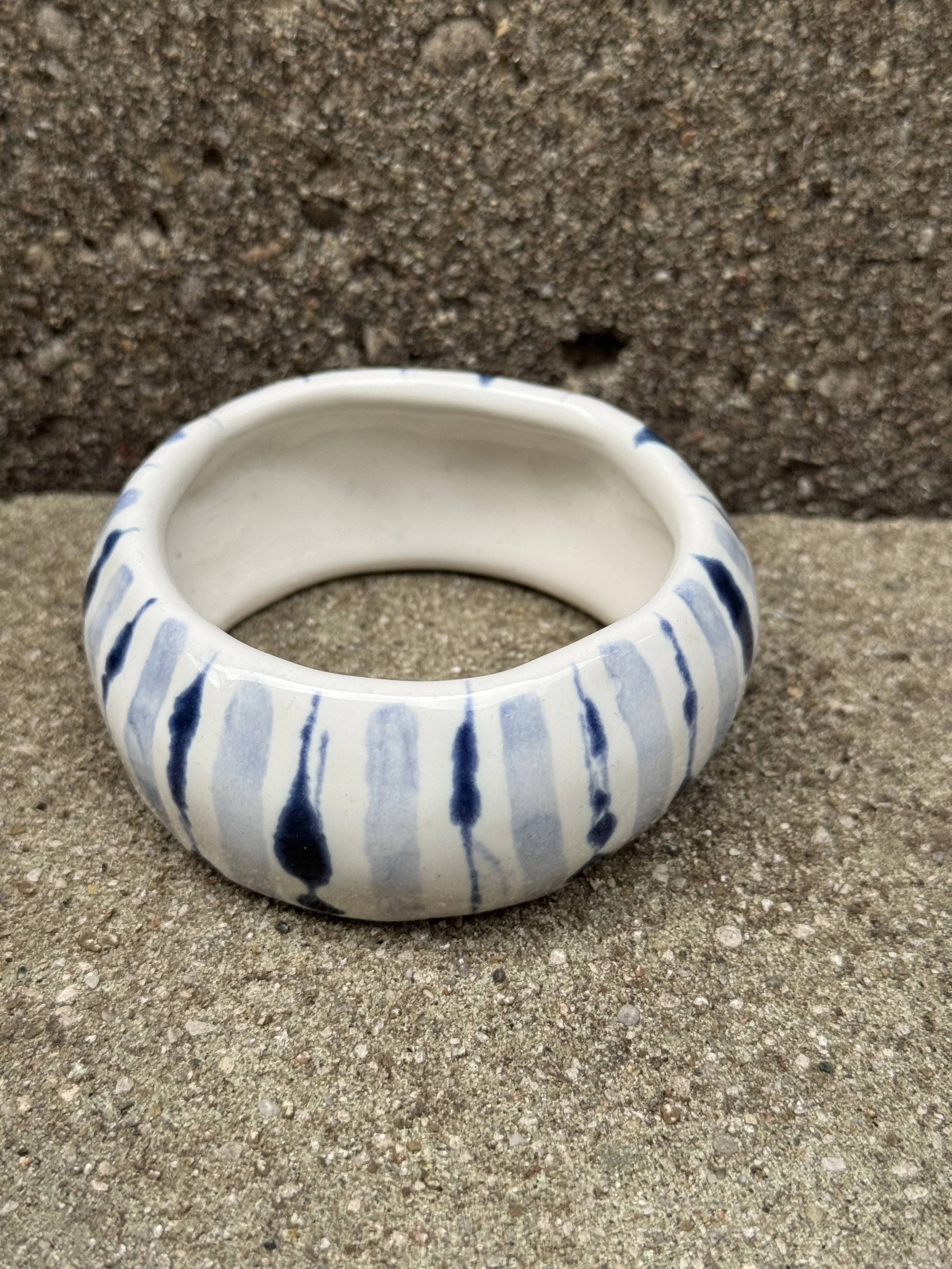 Clay Ceramic Striped Blue Bangle