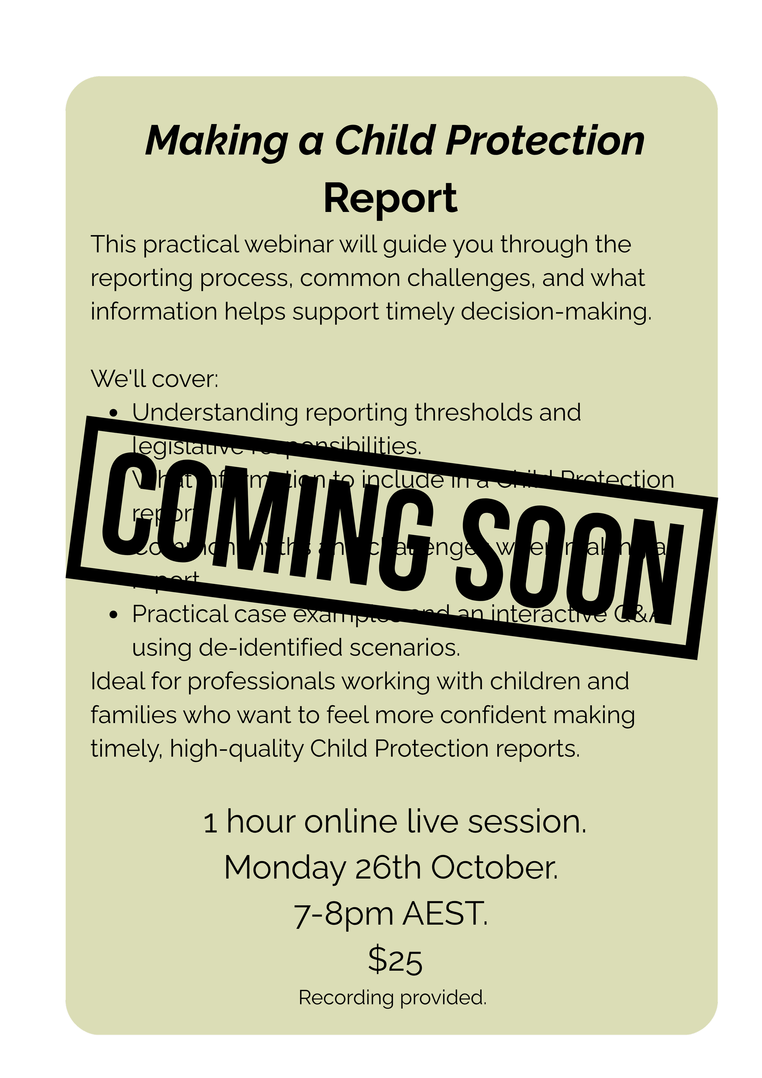 Making a child protection report