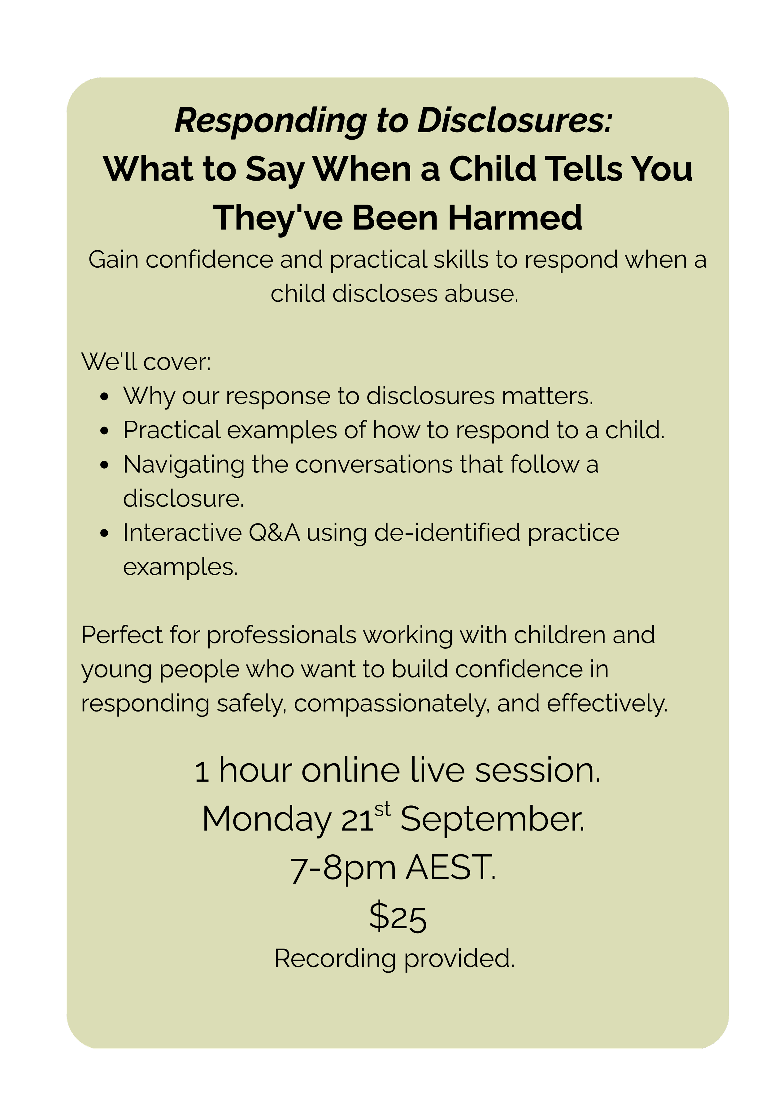 Responding to Disclosures Webinar