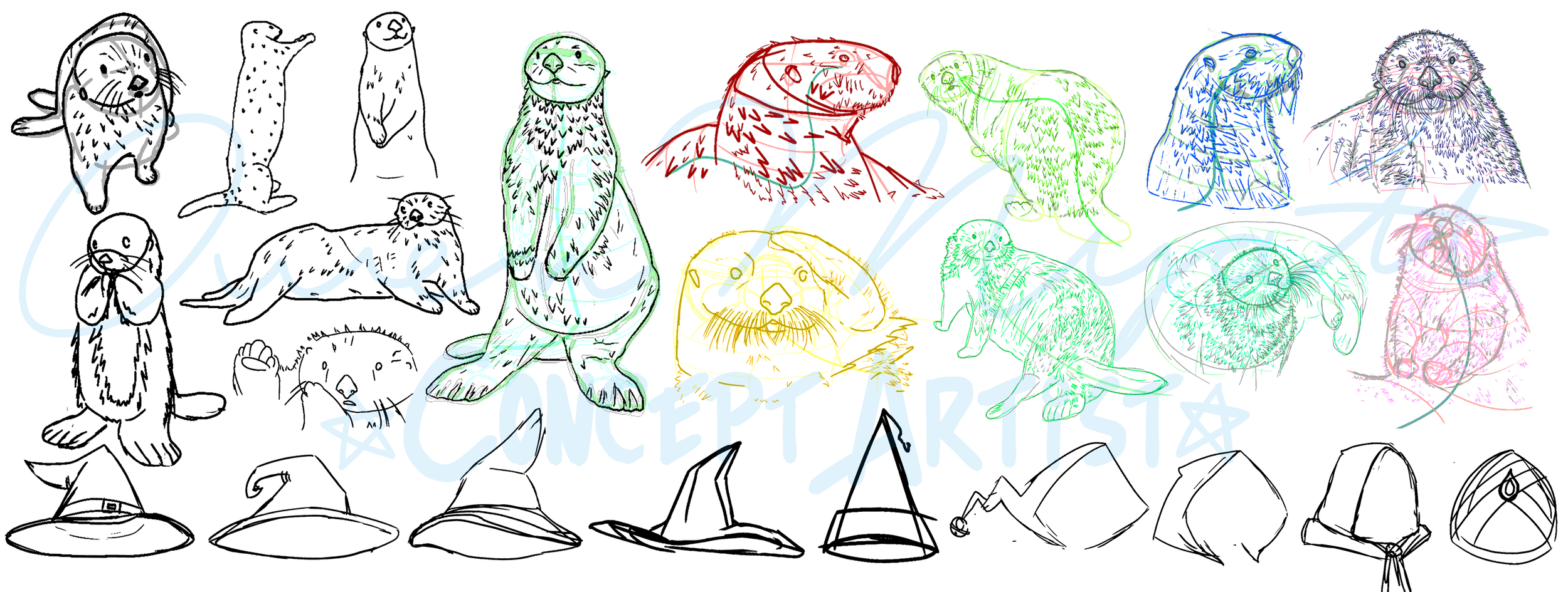 Otter Studies (and Wizard Hats)