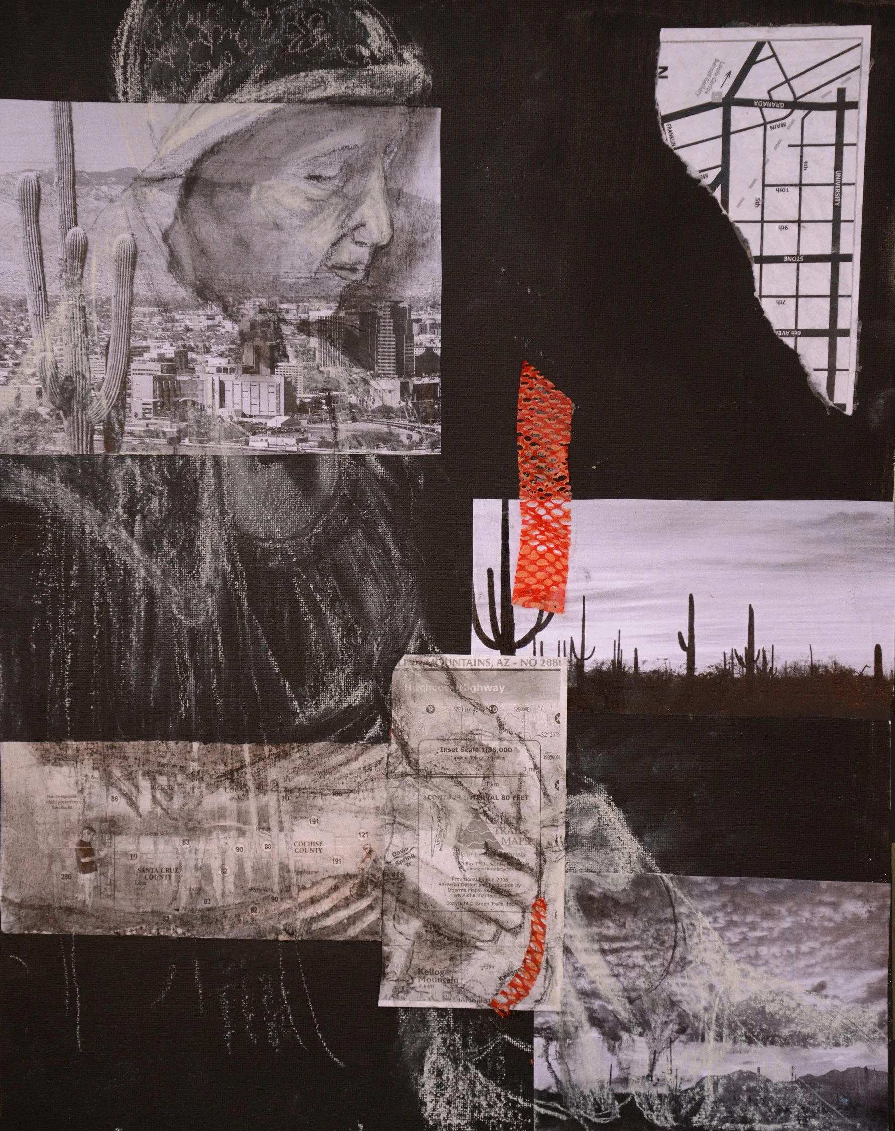 #4-Tucson-charcoal on collaged maps and photos-20x16.JPEG