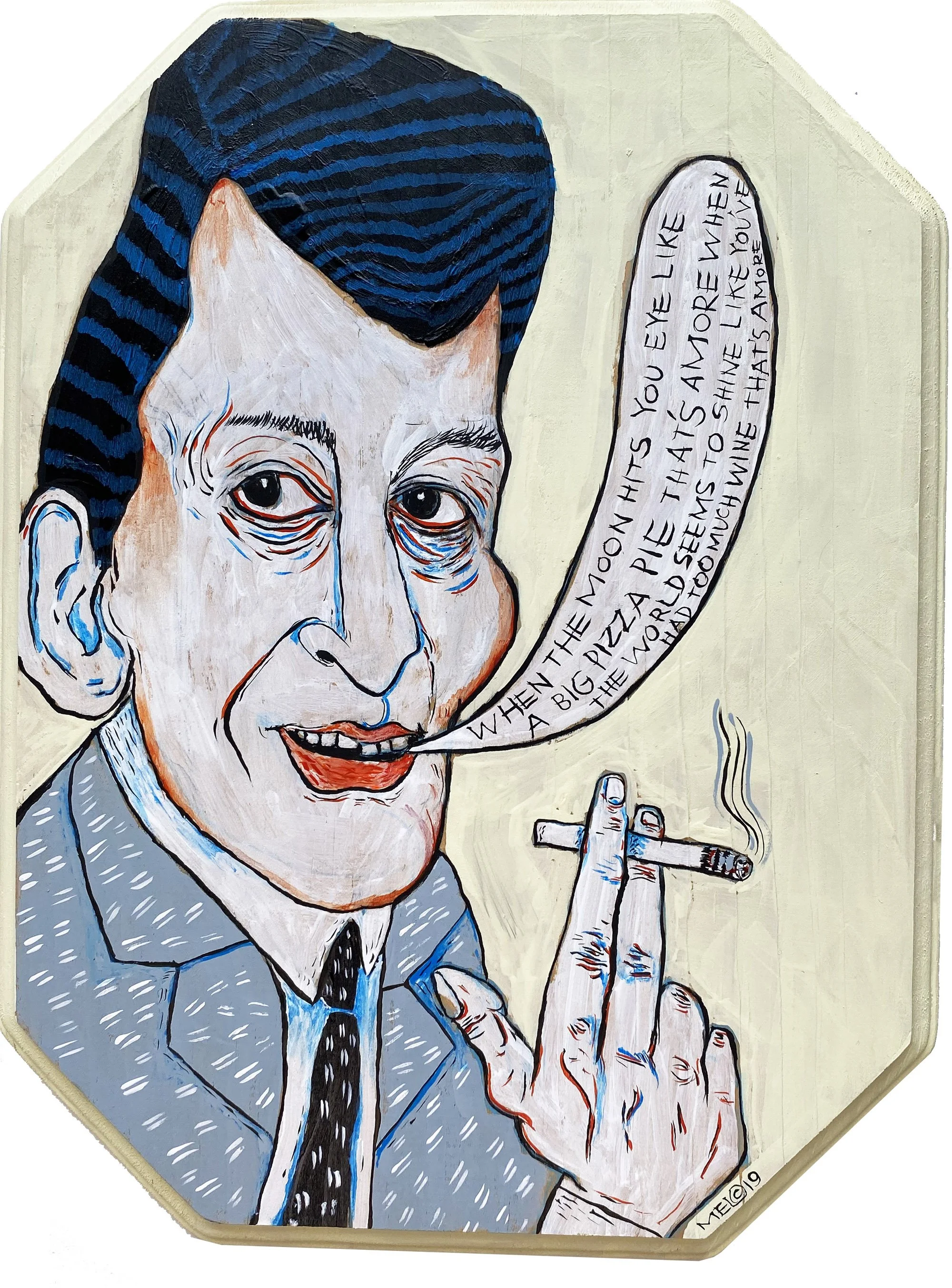 Dean Martin 9"x10" wood panel