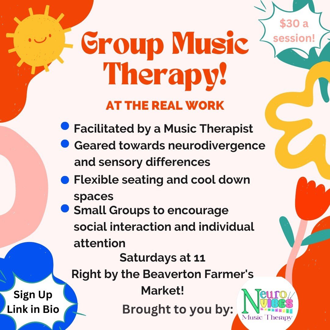 Hey Hey! Think your kiddo could benefit from music therapy? Join us on Saturdays at 11am

https://therealwork.as.me/

#musictherapy #sensoryplay #autism #selfexpression