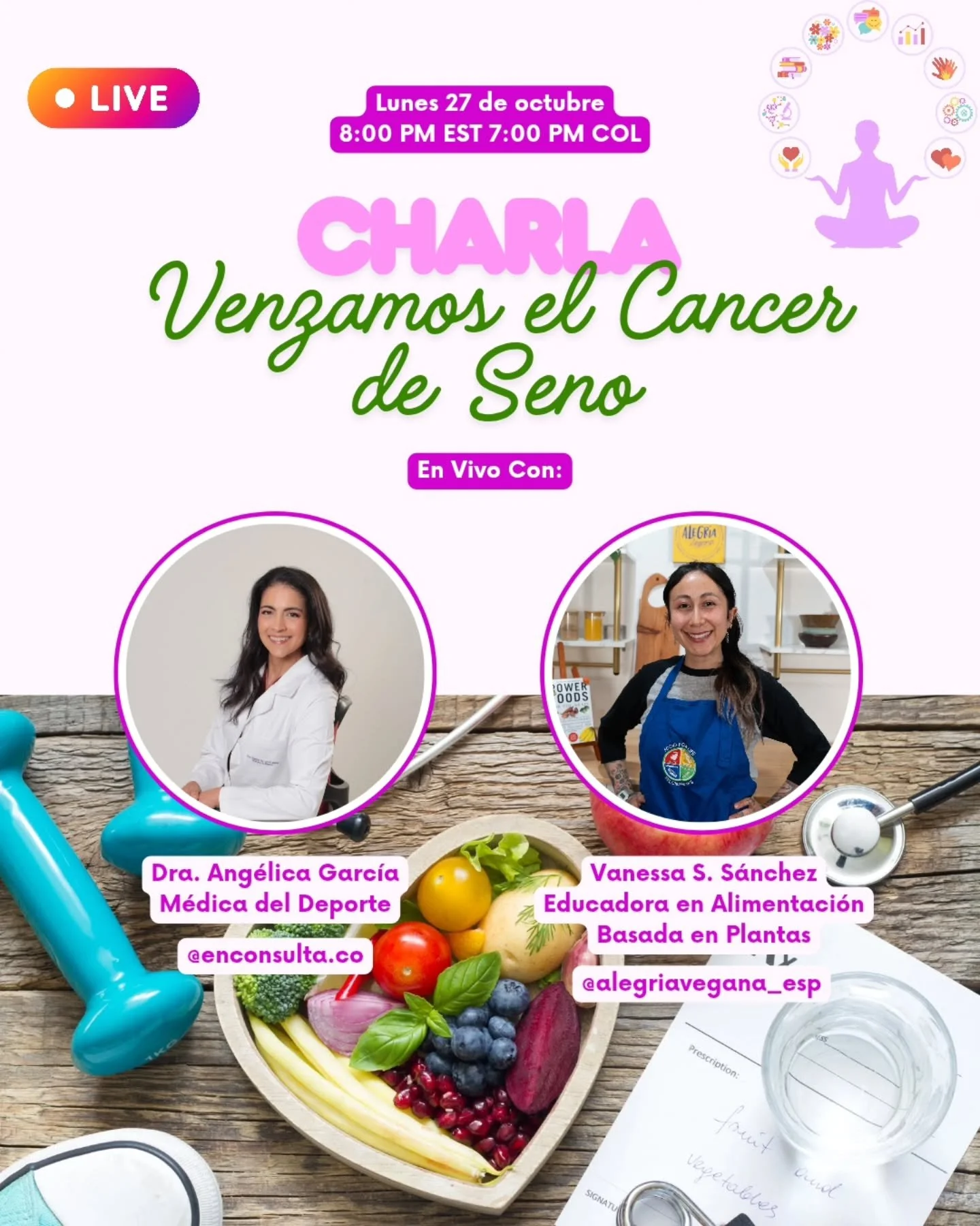 &Uacute;nete a UG el pr&oacute;ximo lunes, 27 de Octubre donde vamos a tener este Live en donde charlaremos sobre la campa&ntilde;a actual creada por el @comitedemedicos y @drkristifunk para vencer el cancer de seno y reducir su riesgo a trav&eacute;