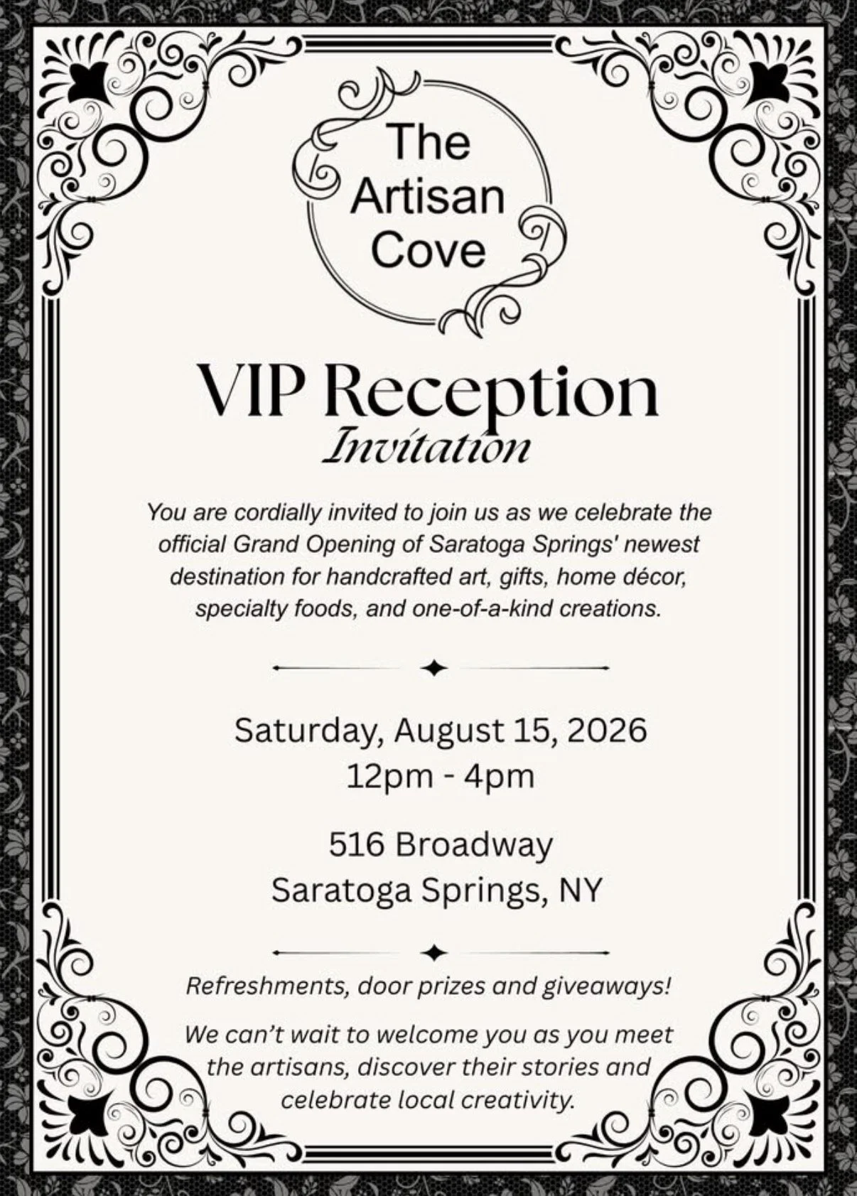 The Artisan Cove VIP Reception