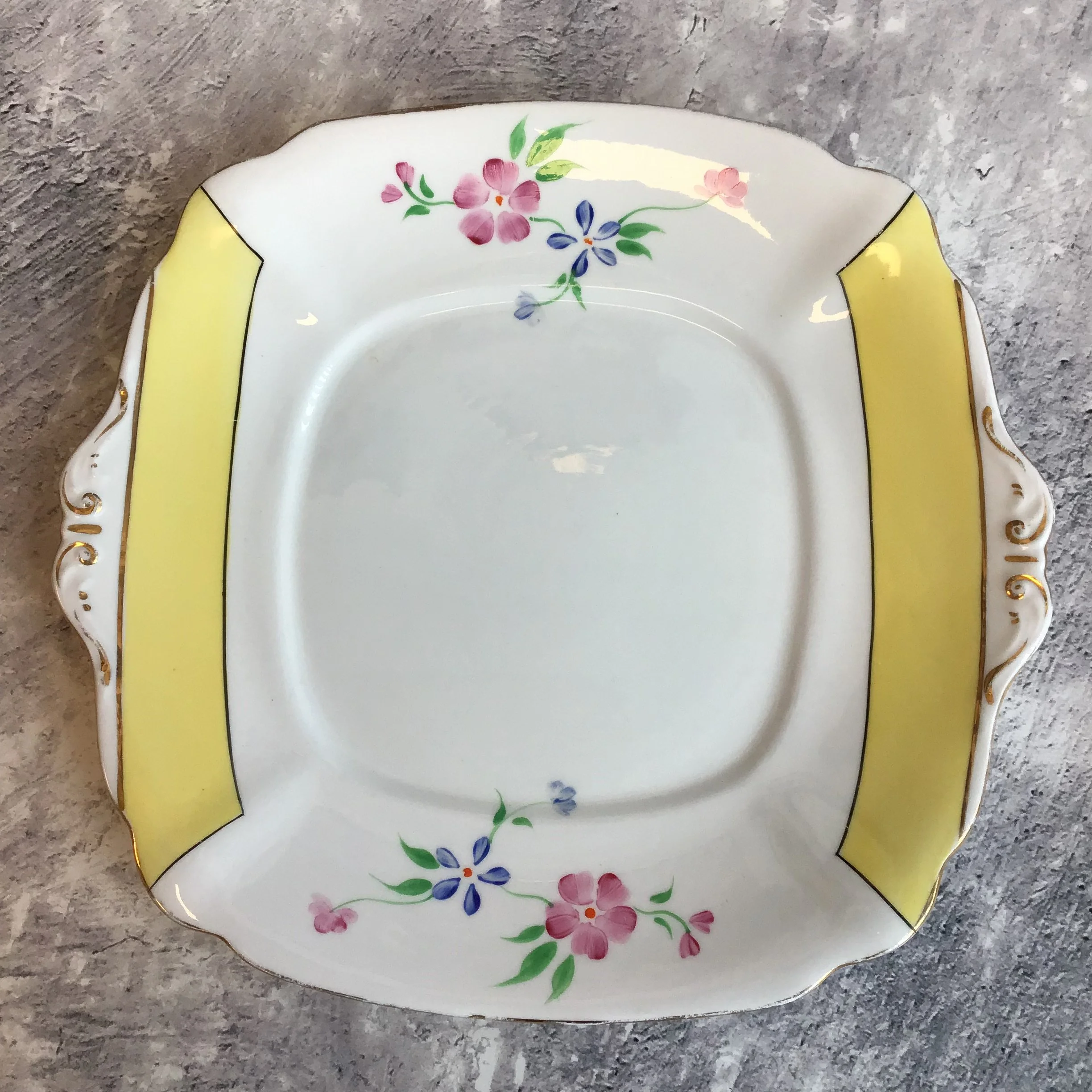 Vintage Art Deco Bell China Handpainted Cake Plate