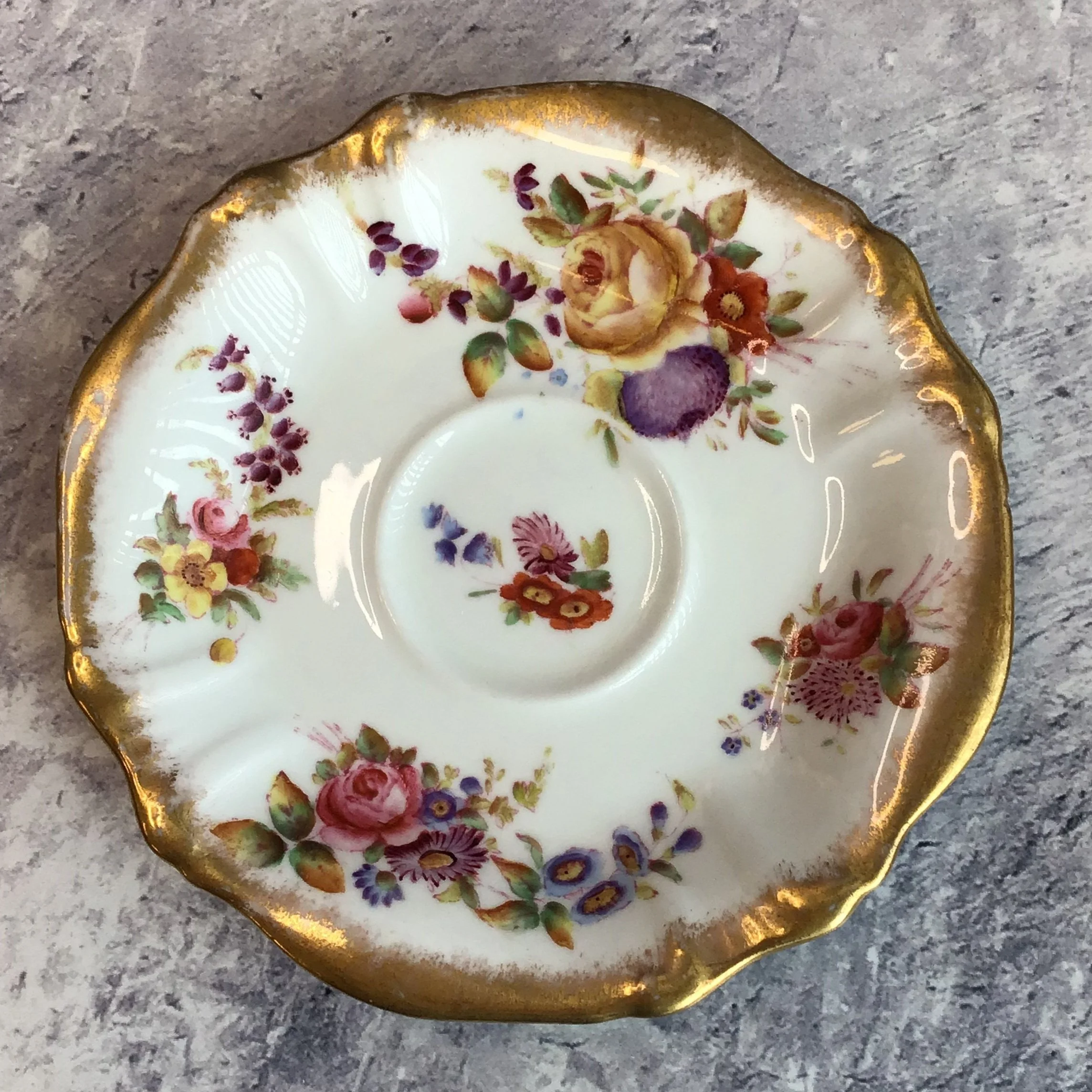 Antique Hammersley &amp; Co China Saucer - Dresden Sprays Pattern
