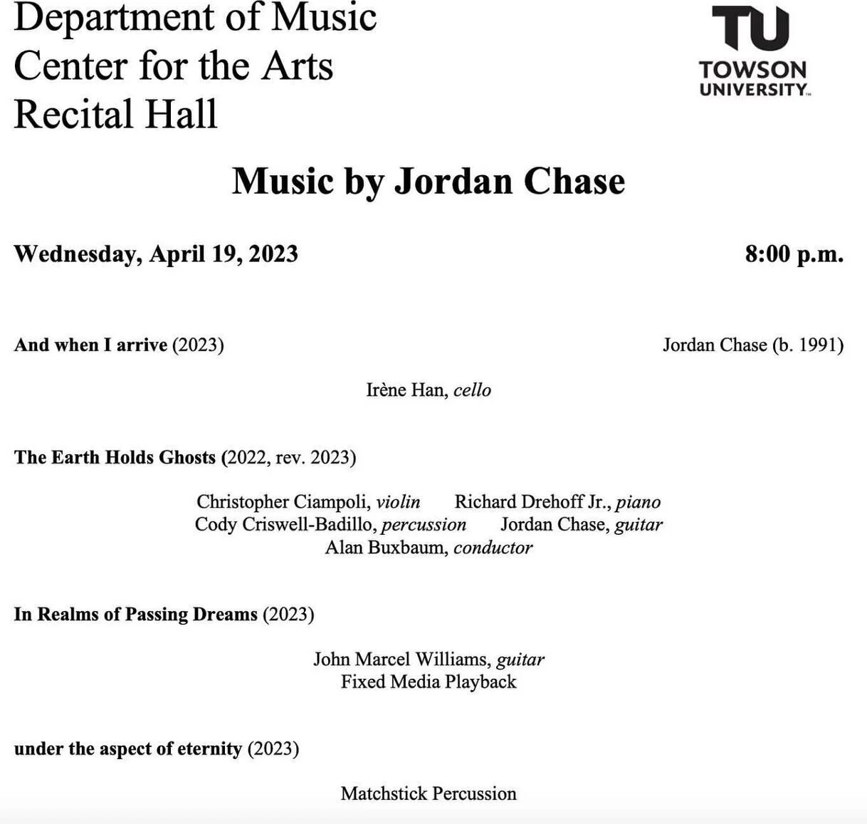 We’re down at @towsonuniversity today for the premiere of @chasing_jordan “under the aspect of eternity” in the Recital Hall at 8pm tonight!
We hope you can make it out! 
#percussion #newmusic #music #percussionist #marimba #vibra