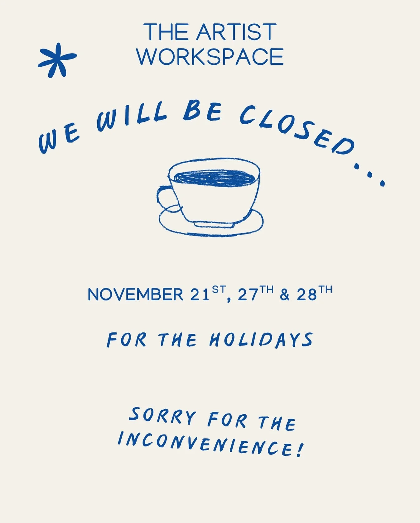 We will be closed November 21st, 27th, and the 28th for the holidays! 🍁