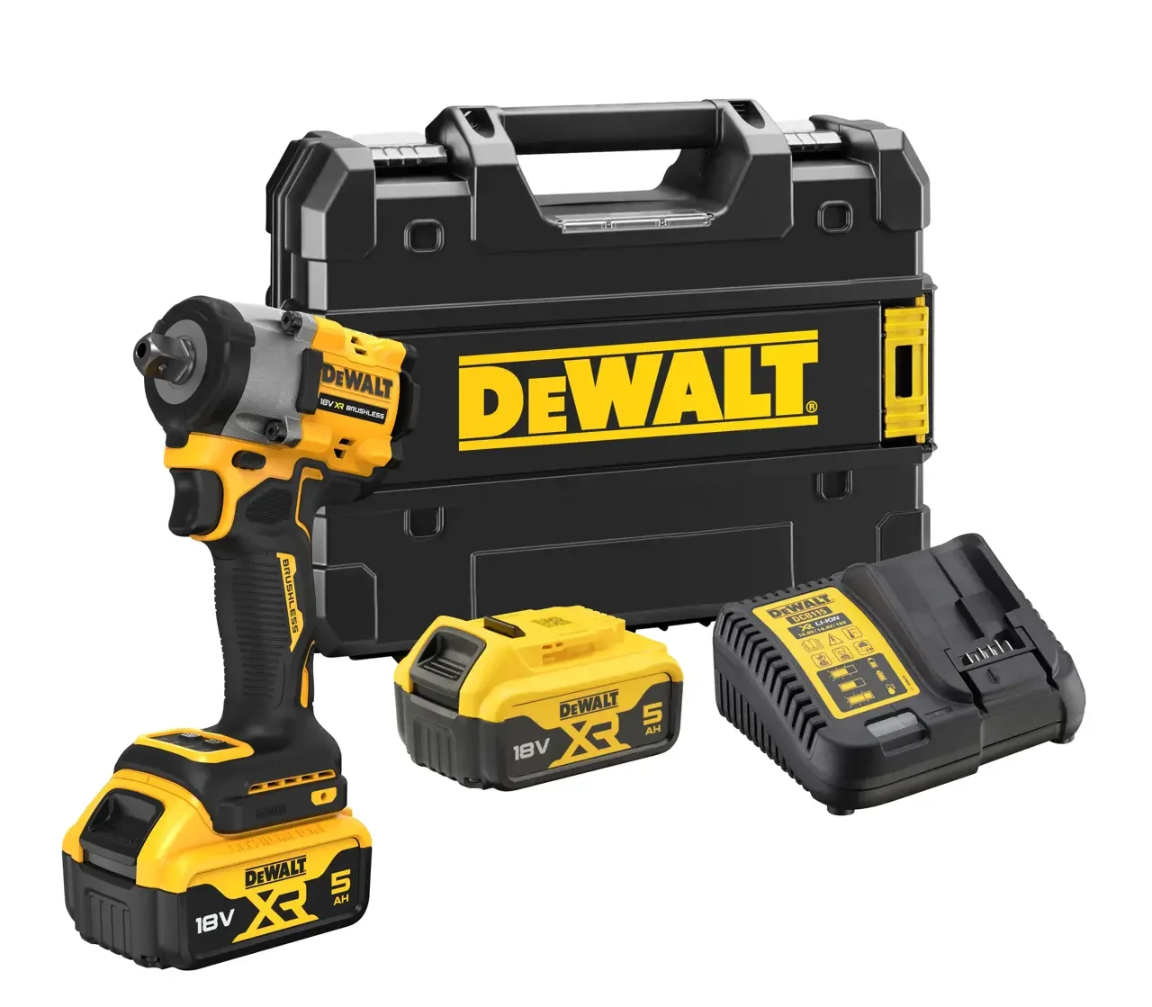 DCF922P2T-XE DEWALT® 18V XR® Brushless 1/2" Detent Pin Compact Impact Wrench - 2 X 5Ah Battery