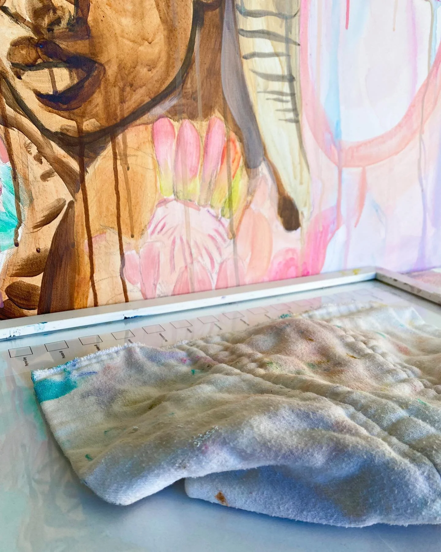Ah yes, the calm before the storm. The glass palette and rag are out which means it&rsquo;s (almost) time for the oil layer. I don&rsquo;t like to jump right in because ADHD is a spicy little bitch. It helps for me to set up all of my materials and t