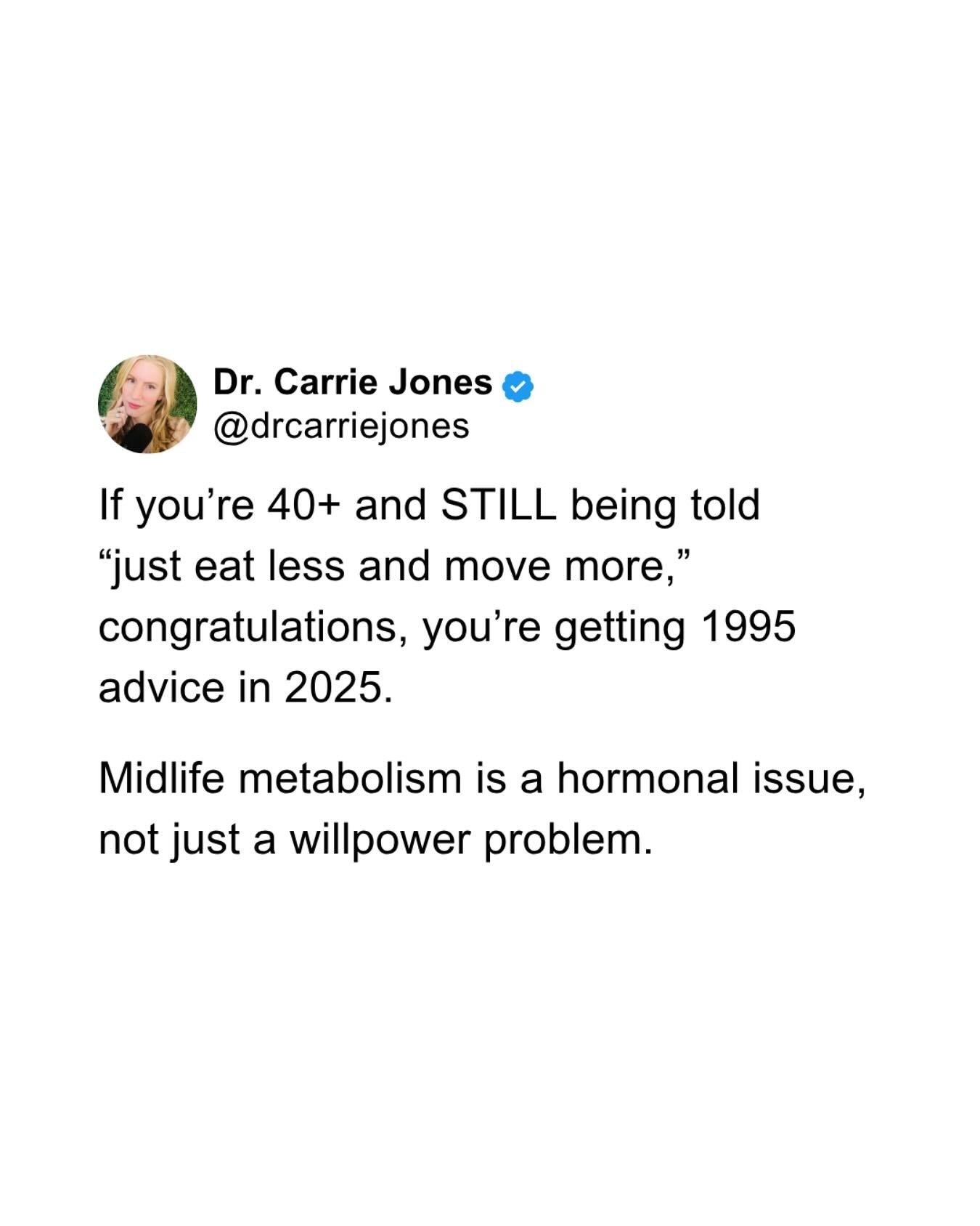 Here&rsquo;s the truth: Midlife metabolism is not just about calories. It&rsquo;s about hormones too.
 Your estrogen, progesterone, cortisol, insulin, and thyroid all influence how your body burns fat, builds muscle, and uses energy.
 And when those 