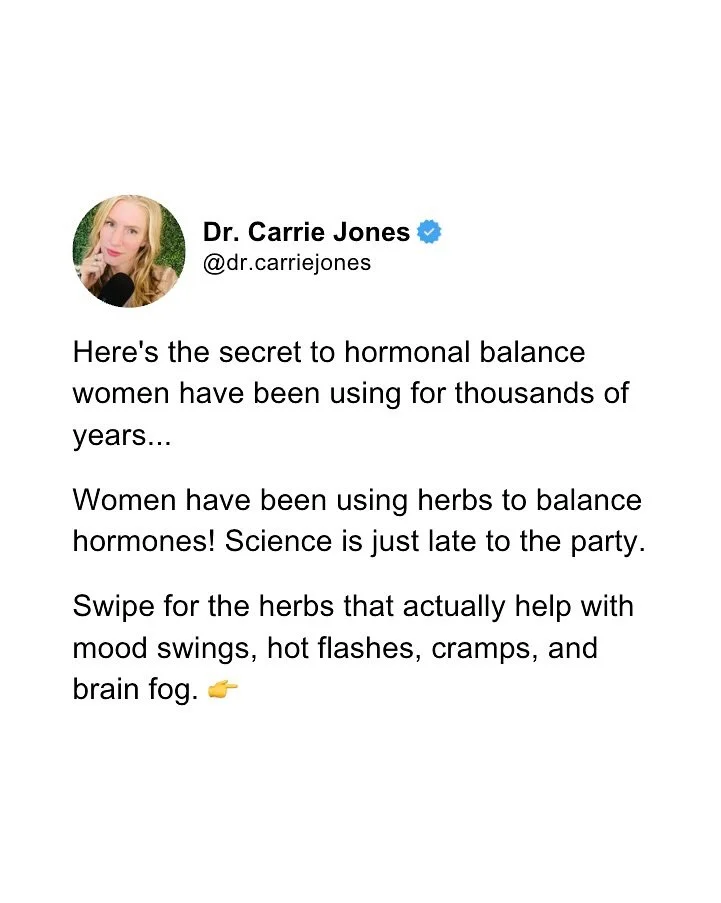 When it comes to general hormone health, not every woman wants, needs, or can use hormone therapy. That&rsquo;s where herbs step in. 🌿

They&rsquo;ve been used for thousands of years in Chinese and Ayurvedic medicine, and modern science is finally c