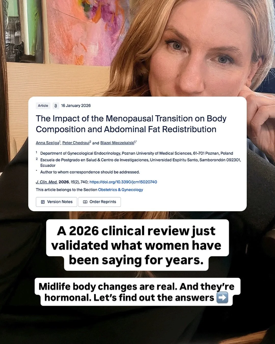 A lot of women notice their body changing in midlife before the scale ever moves.

That observation now has SOLID research behind it. 🧬

A 2026 review in the Journal of Clinical Medicine examined how the menopausal transition affects body compositio