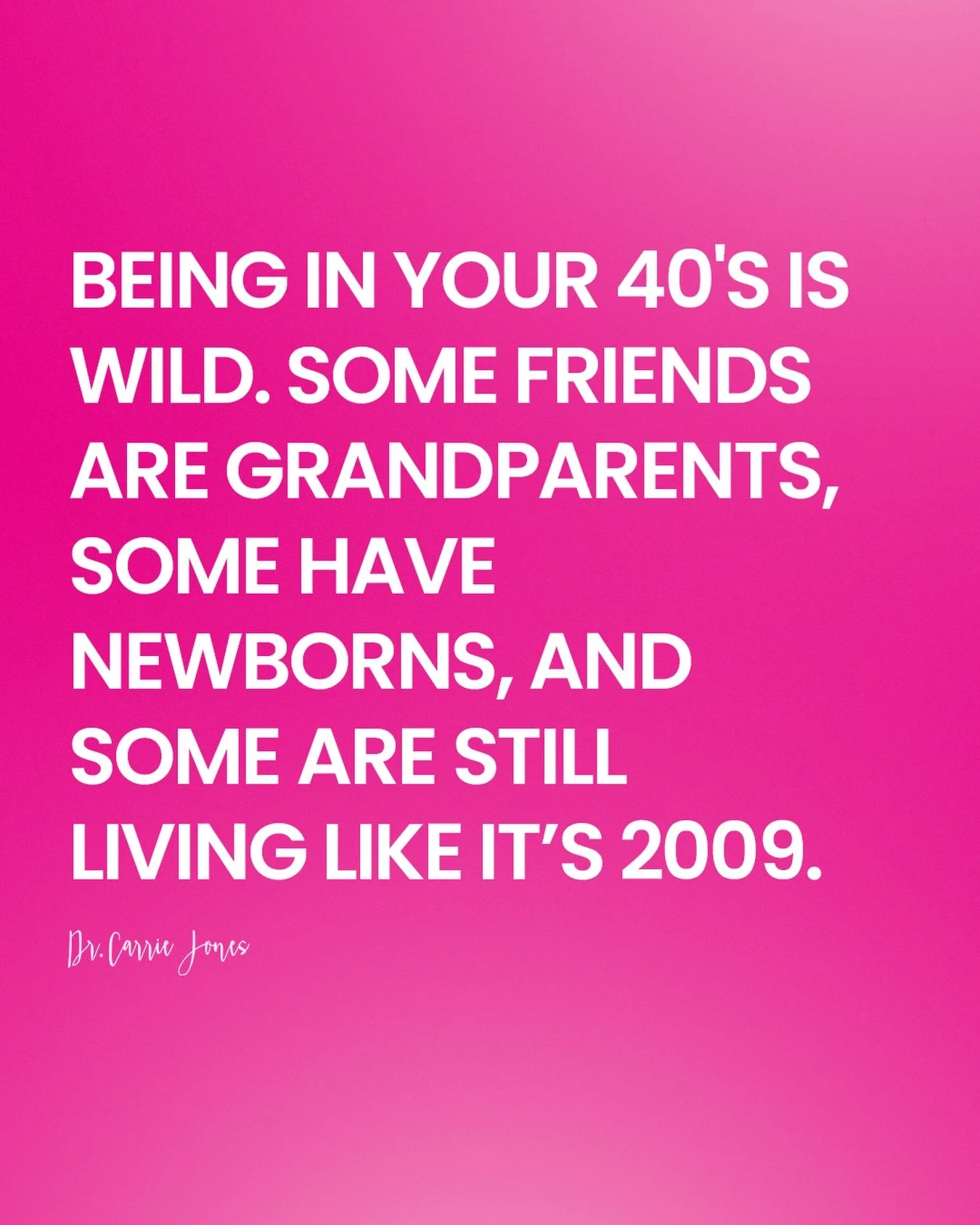 Your 40s are honestly one of the strangest decades of life. 😅

Some friends are becoming grandparents!?
Some are chasing toddlers around the house
Some are newly divorced and dating
Some are traveling the world and living their best single life.

An