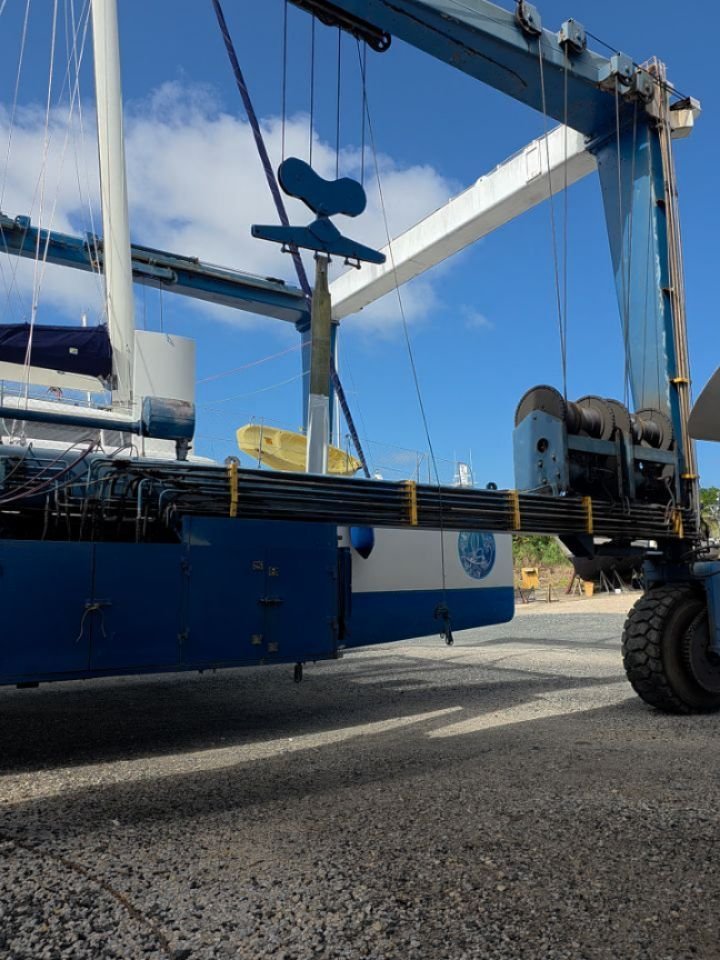 Stuck in Shelter Bay Marina or exactly where we need to be? 

We hauled out for a quick repair and honestly the haul went perfectly. Huge shoutout to the Shelter Bay crew for a smooth lift and solid support. 

Adam almost paid the yard to paint. But 
