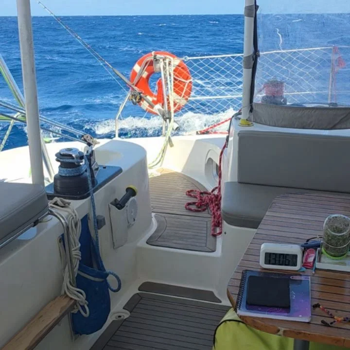 Day 13 ○ We have sailed 2000 nm towards the French Marquesas.

We&rsquo;re officially 2/3 of the way to Fatu Hiva!

Do I need a Xanax? Highly likely. Everyone else though? Thriving. Living their best offshore lives between snacks, audiobooks, nintend