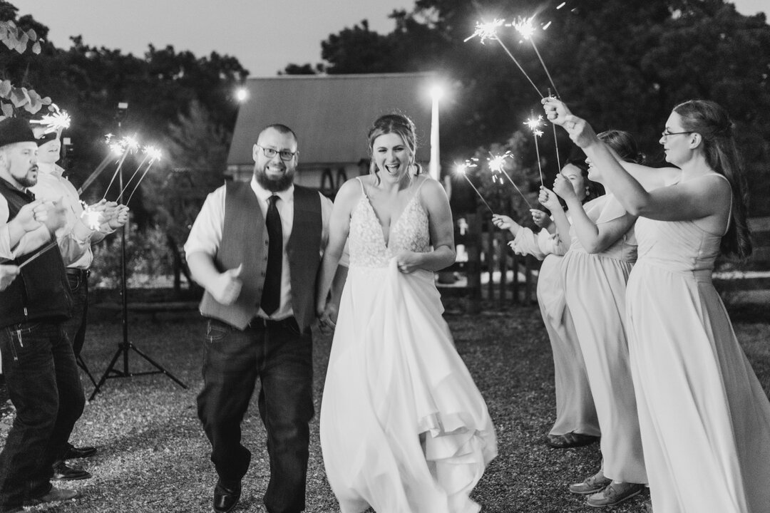 Sparklers and cheers to the happy new couple!
