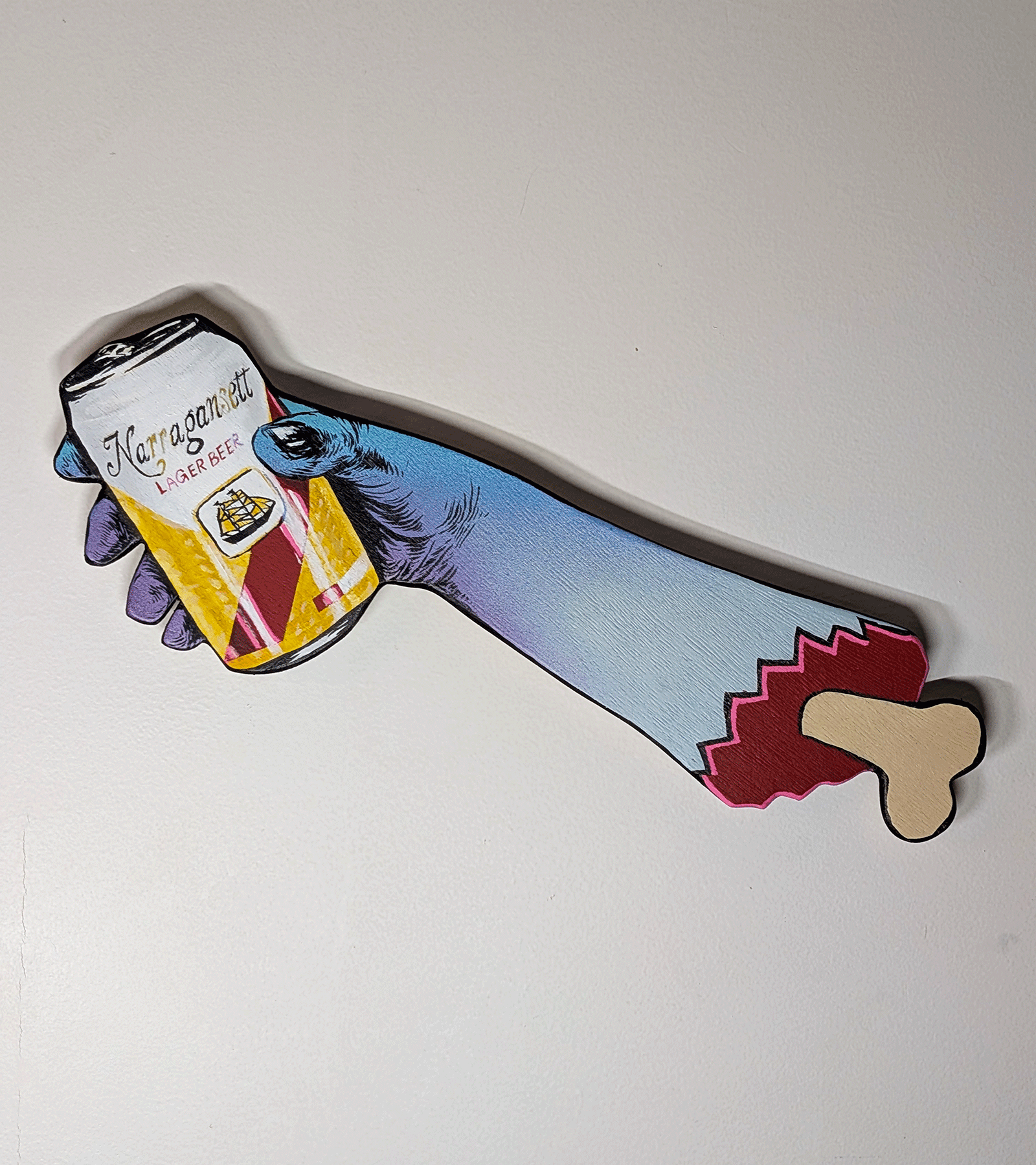  Narragansett Cheers (Right) ,  2026  Acrylic and ink on custom-cut wood panel 23.25" x 6.75" 
  Private Commission   02/26/2026 