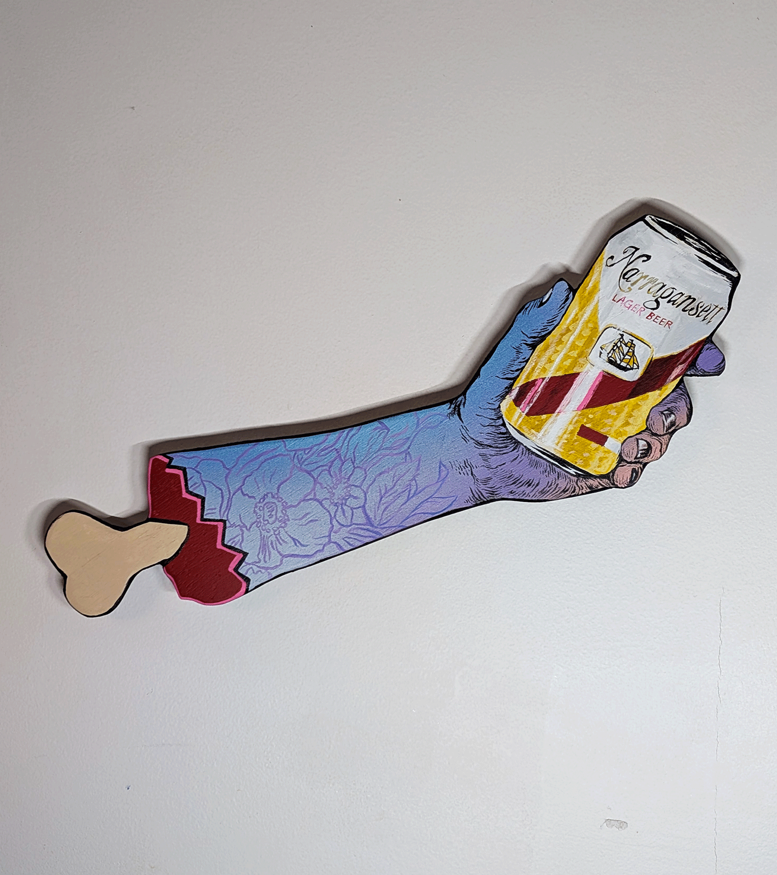  Narragansett Cheers (Left) ,  2026  Acrylic and ink on custom-cut wood panel 22.35" x 6.75" 
  Private Commission   02/26/2026 