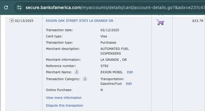 Gas receipt 1 (LaGrande)
