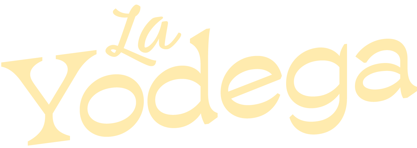 Stylized text reading "La Yodeda" in cream color on black background.