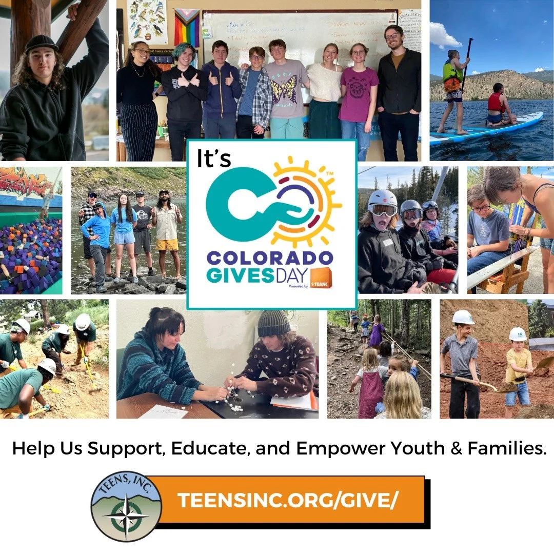 Good Morning!

Today, you have the chance to make a real and immediate difference for youth and families in our mountain community.

All donations made TEENS, Inc. by midnight tonight will be matched 2x by our anonymous donor, in addition to a partia