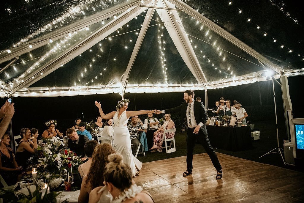 It's always fun and emotional watching the newlywed's first dance.

Planning+Coordination: @fredandkateevents
Venue@kualoaranch
Hair+make-up: @revealhairandmakeup
Photo: @derekwongphotography
Catering: @kenekeswaimanalo
Florist: @wngchaiwaii
Rentals: