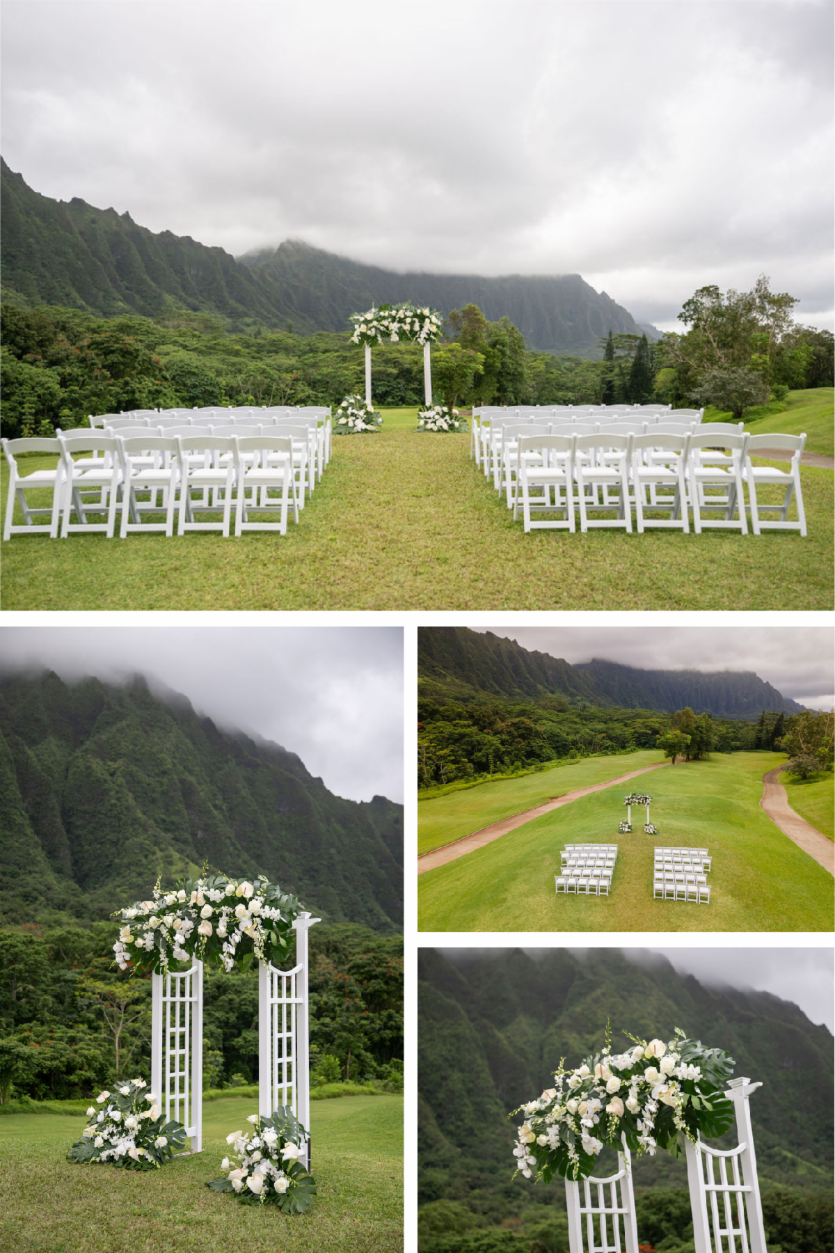 Hawaii Wedding Inspiration With Green Details and Mountain Ceremony Views