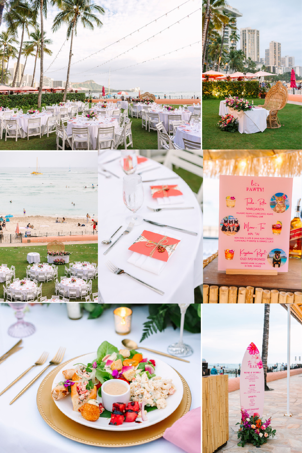 A Colorful Royal Hawaiian Wedding With Tropical Florals and Beach Views