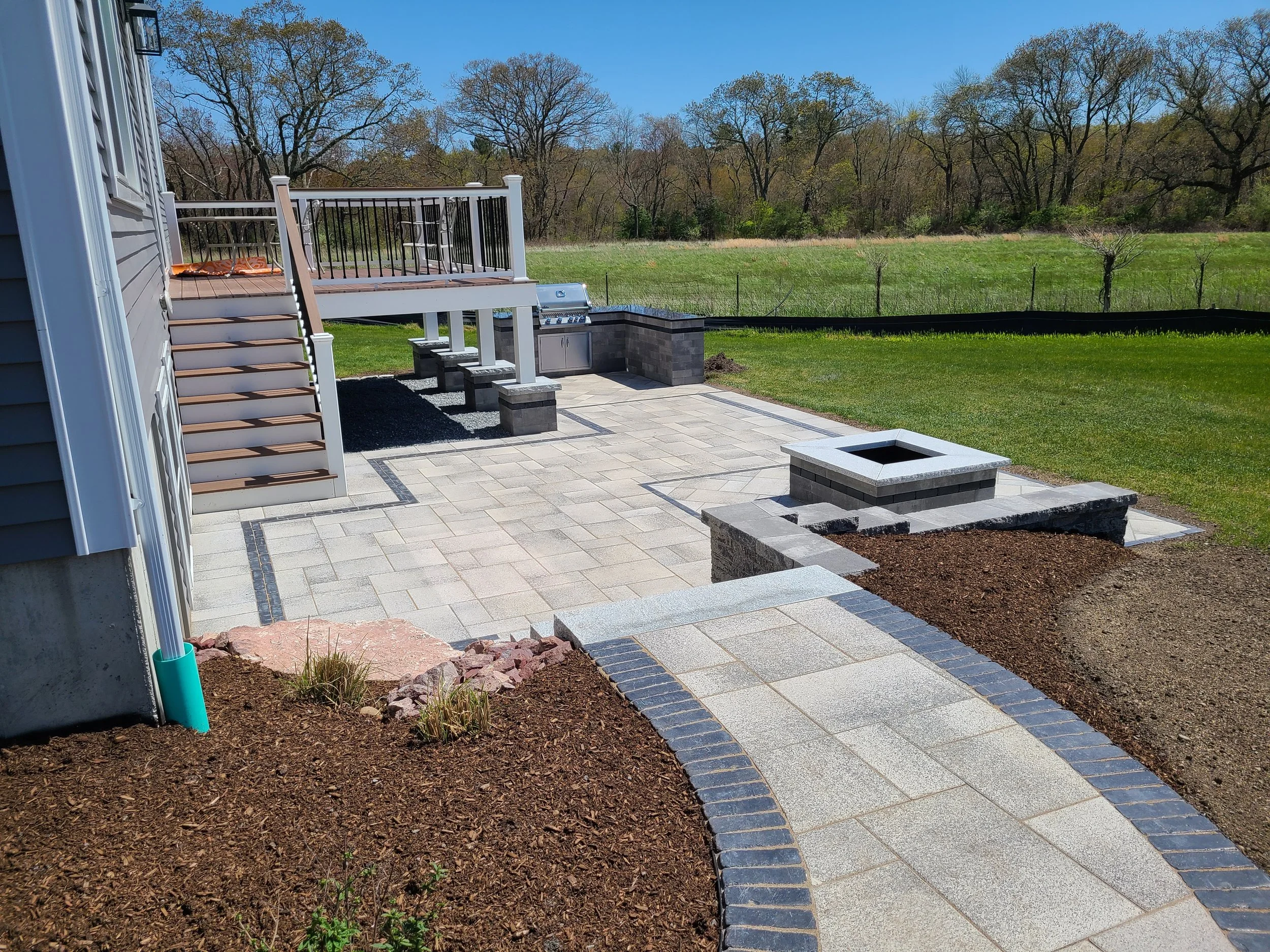 Paver patio with outdoor kitchen in Rehoboth, MA