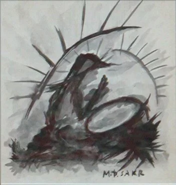 Mohammad Darwish Sakr « Femme au Saj »
Dim: 22 x 19 cm

