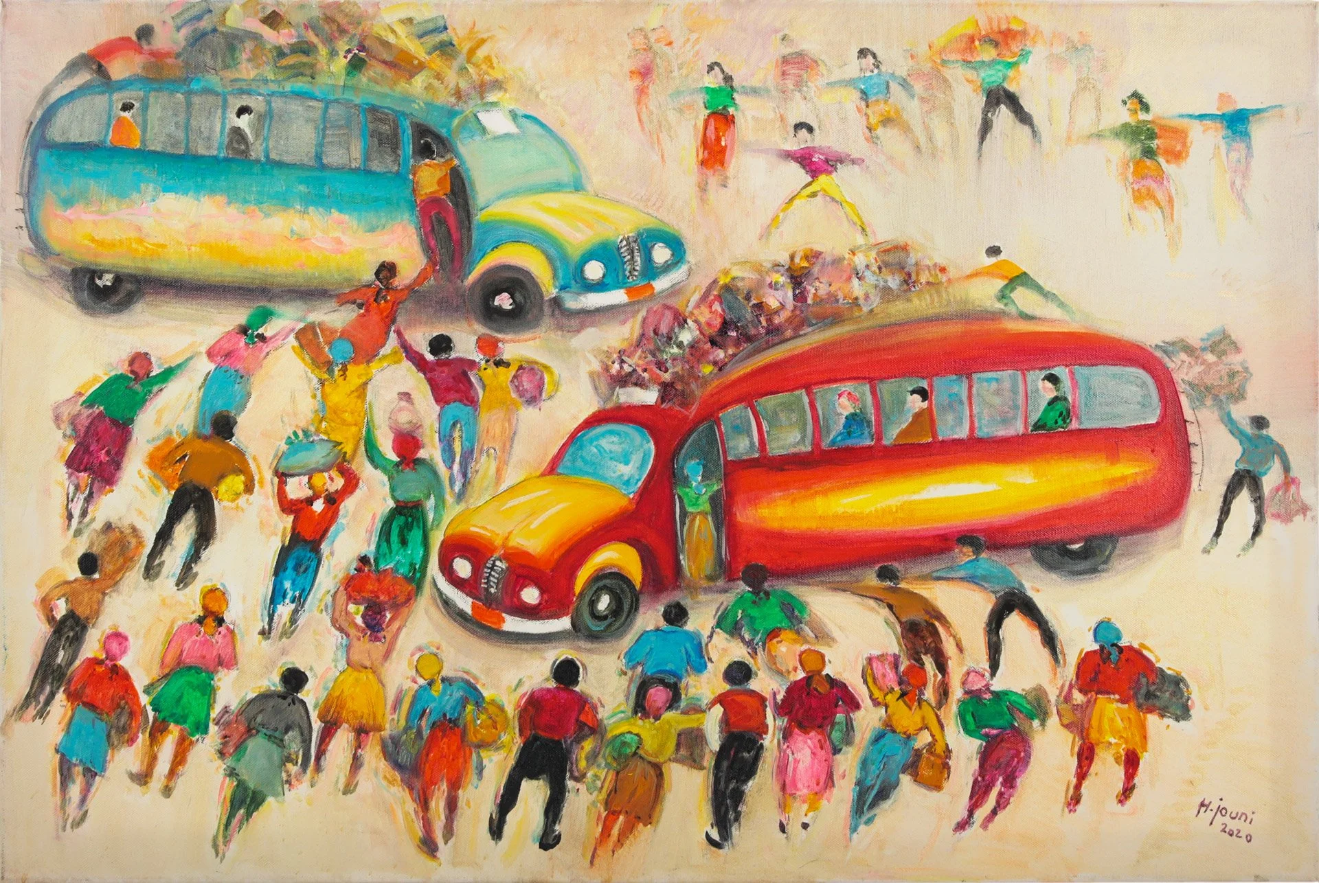 Hassan Jouni « Arrêt de bus » 
Dim : 90 x 60 cm

