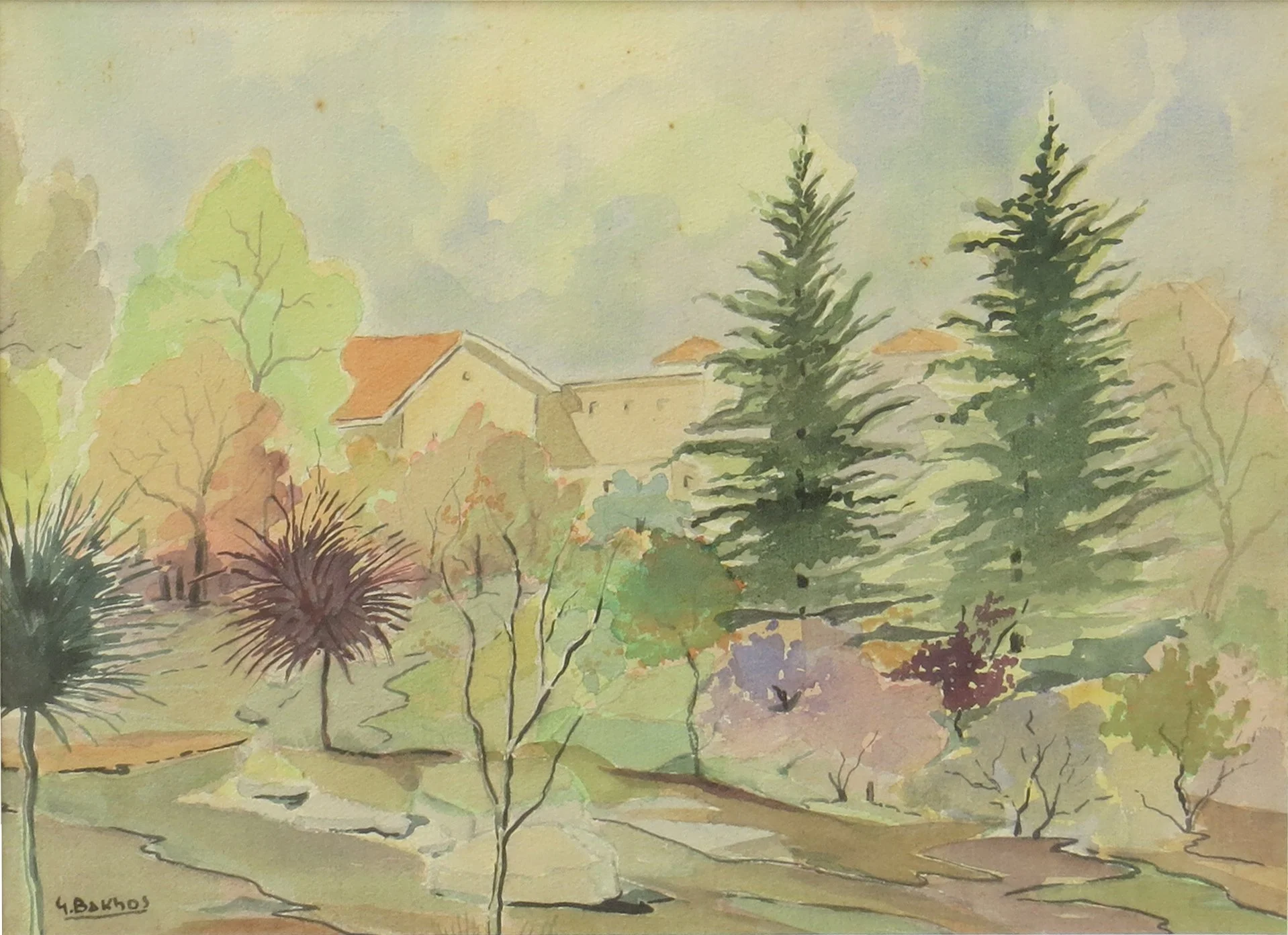 Georges Bakhos « Paysage Automnal » 
Dim: 49 x 35 cm