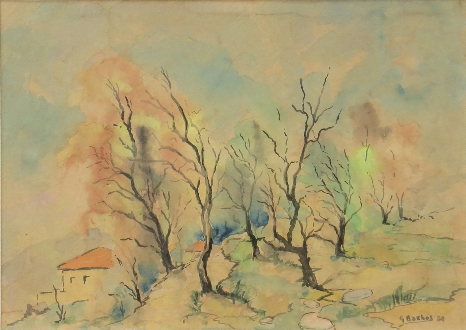 Georges Bakhos « Paysage Hivernal » 
Dim: 49 x 35 cm
