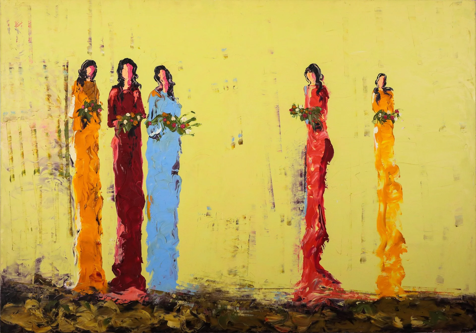 Morazo Jajan « Femmes aux bouquets de fleurs »
Dim: 200 x 140 cm 
