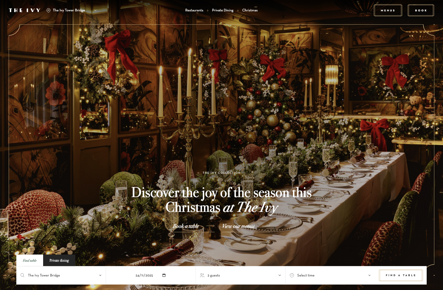 The Ivy Web hero during the festive period