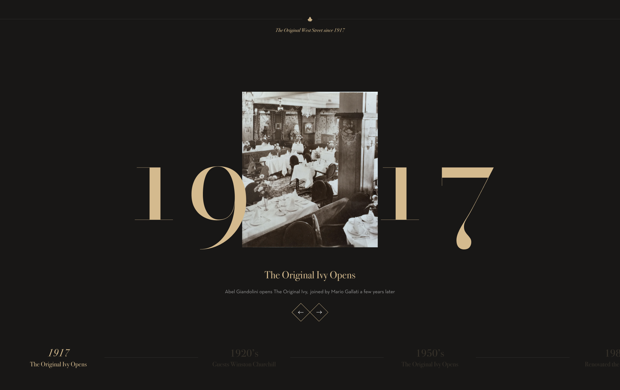 Example of a web component from The Ivy Story site area. This component is the Ivy Timeline.