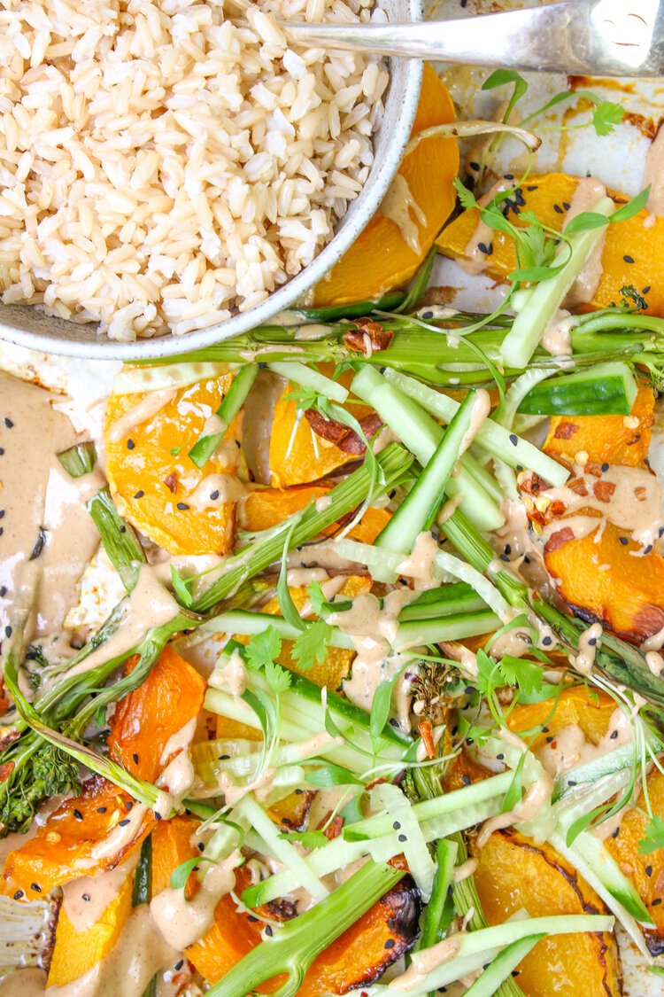 Butternut Squash Peanut Satay Traybake