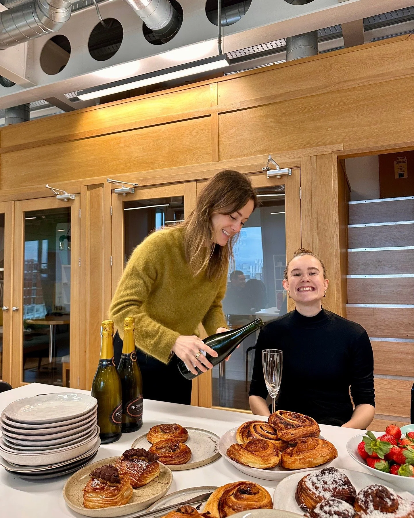 December at Pollen + Grace 💛. Ending the year the way we know best - great food, great people, and a whole lot of celebrations! 

1.	Office rituals: pastries and mimosas before the end-of-year team meet 🥐🥂
2.	Christmas party mode, fully activated.