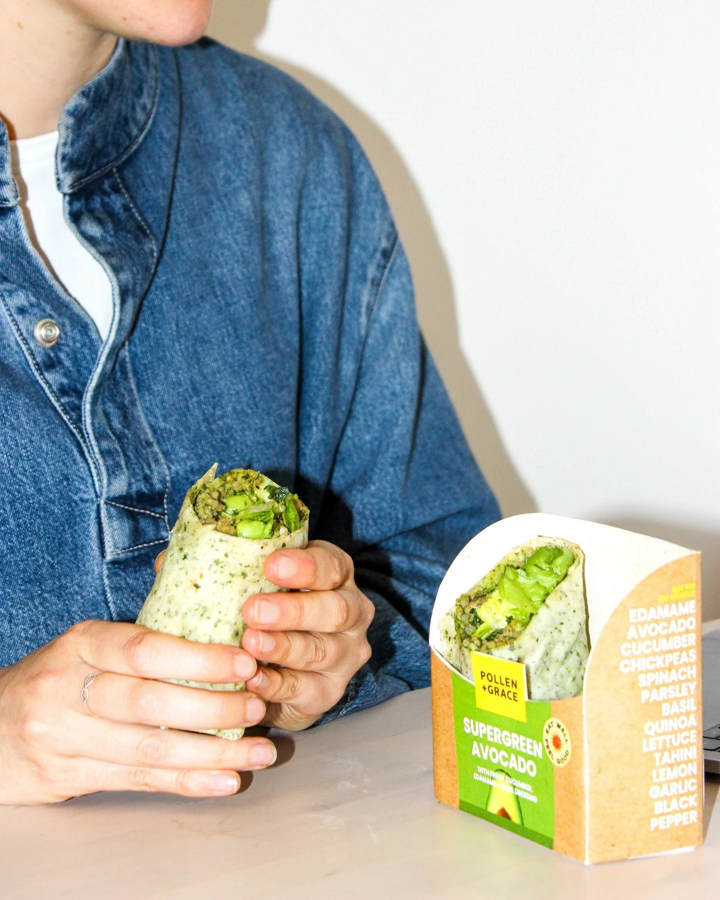 Say hello to our new wrap Supergreen Avocado Wrap 💚⁠
⁠
What&rsquo;s in it?⁠
🥑 Avocado⁠
🌱 Edamame⁠
🥒 Cucumber⁠
🥬 Lettuce⁠
🌿 Herby basil dressing⁠
💚 Green houmous⁠
All wrapped up in a spinach tortilla.⁠
⁠
With 8 plant varieties in every wrap, it