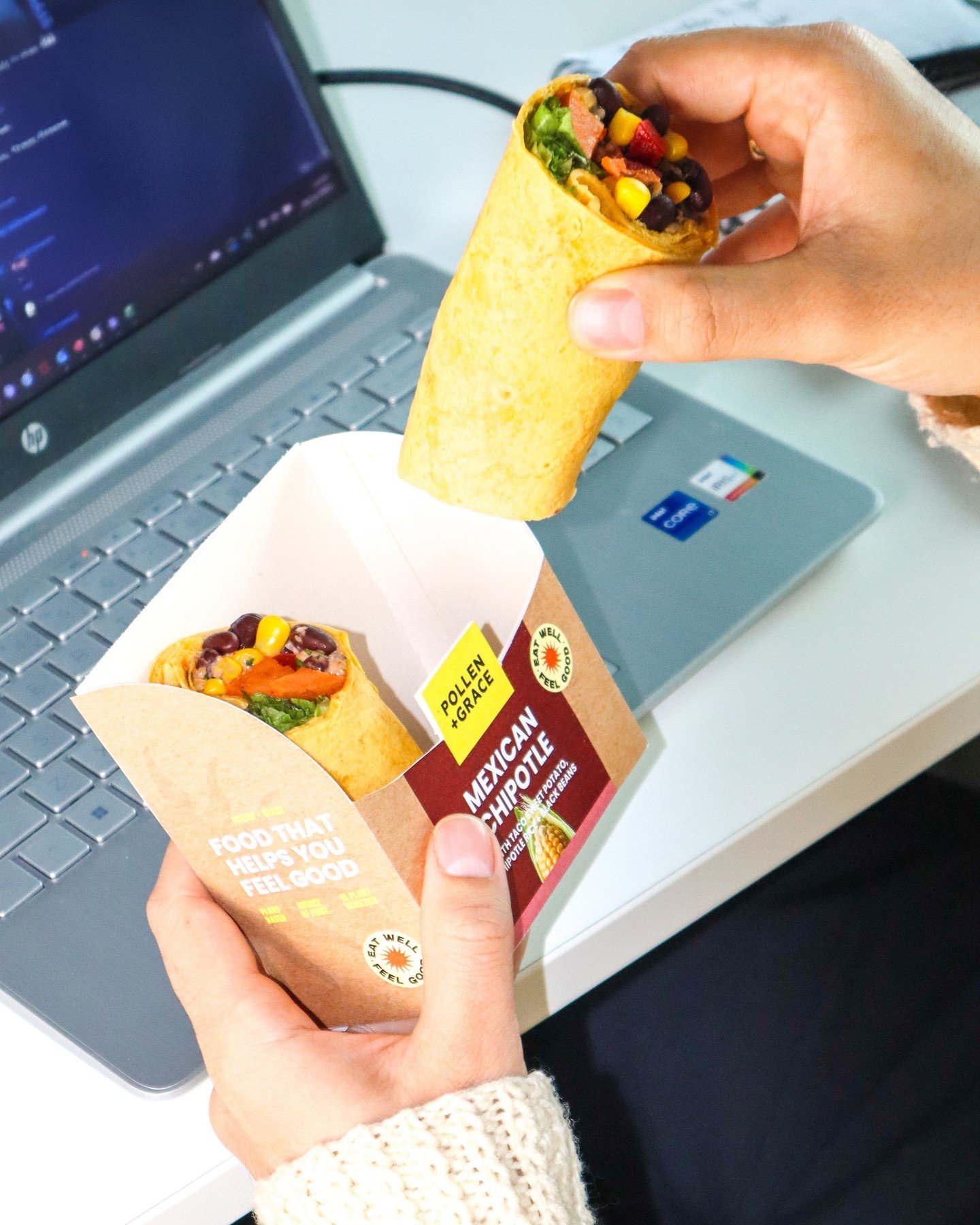 Workday fuel, made simple 🌯💪 Chipotle rice, sweet potato, black beans, corn and spinach all wrapped up for your busy day.