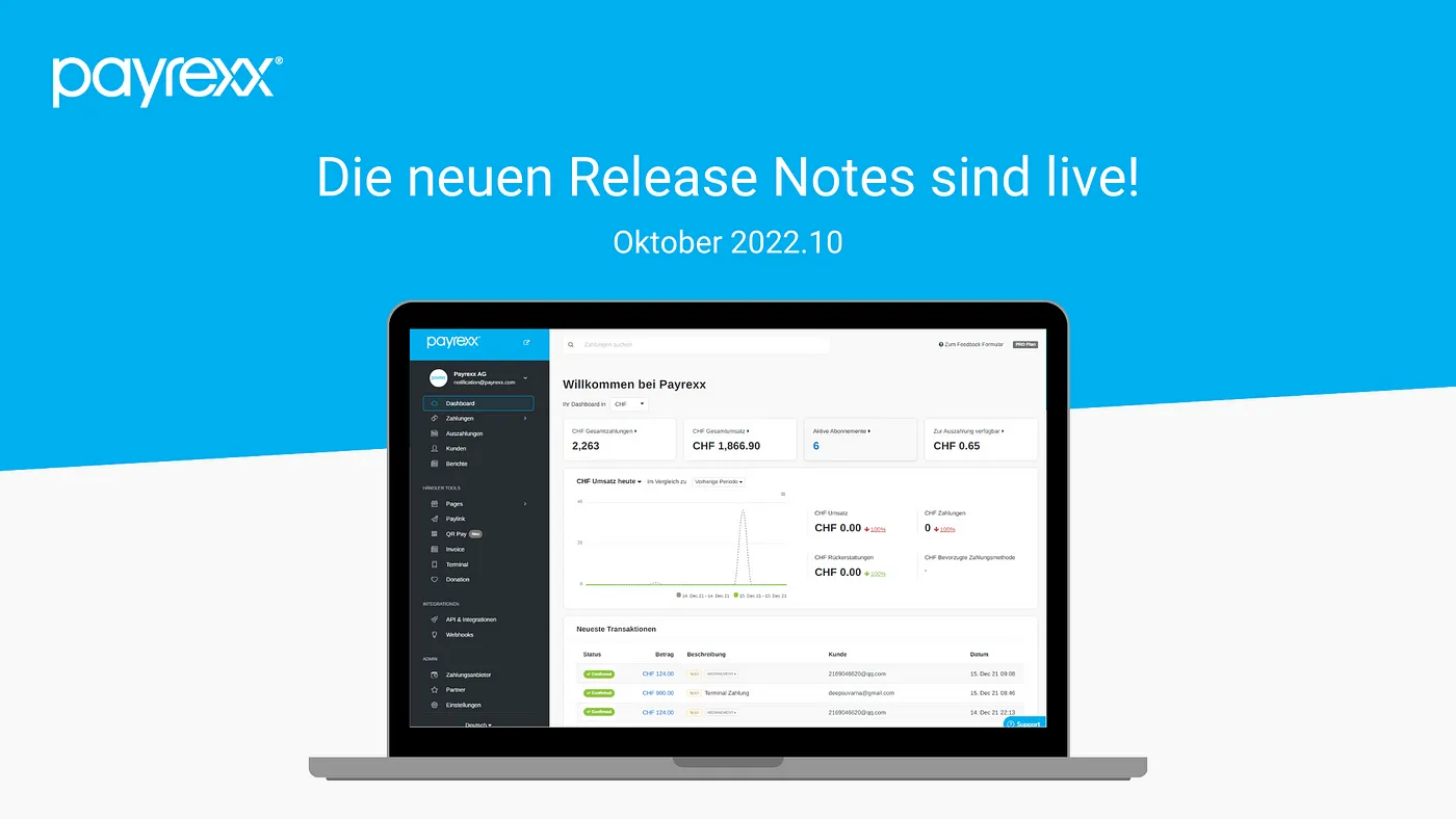 Payrexx Release Notes Octobre- 2022.10