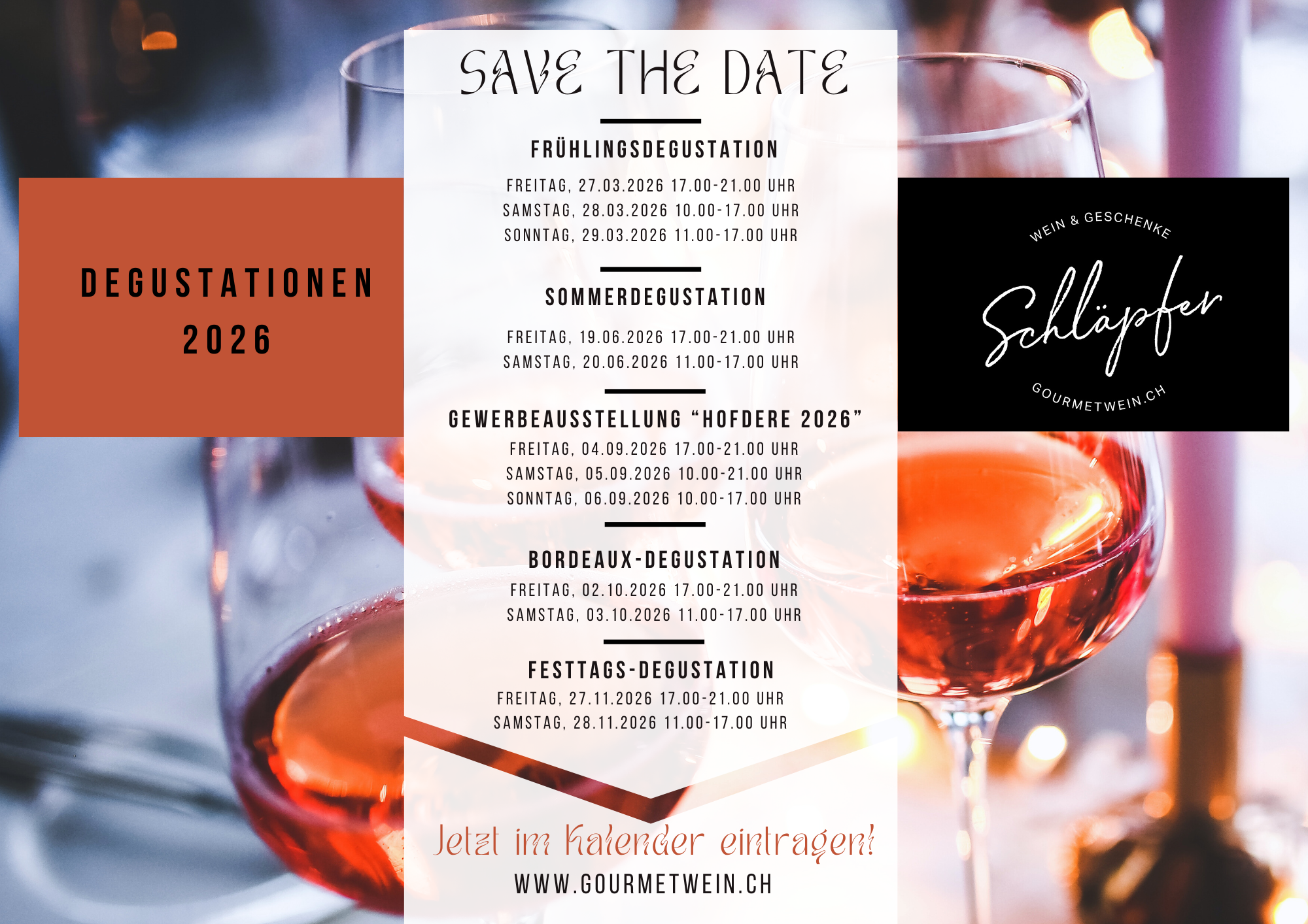Alle öffentlichen Degustationen 2026 - Save the Date!