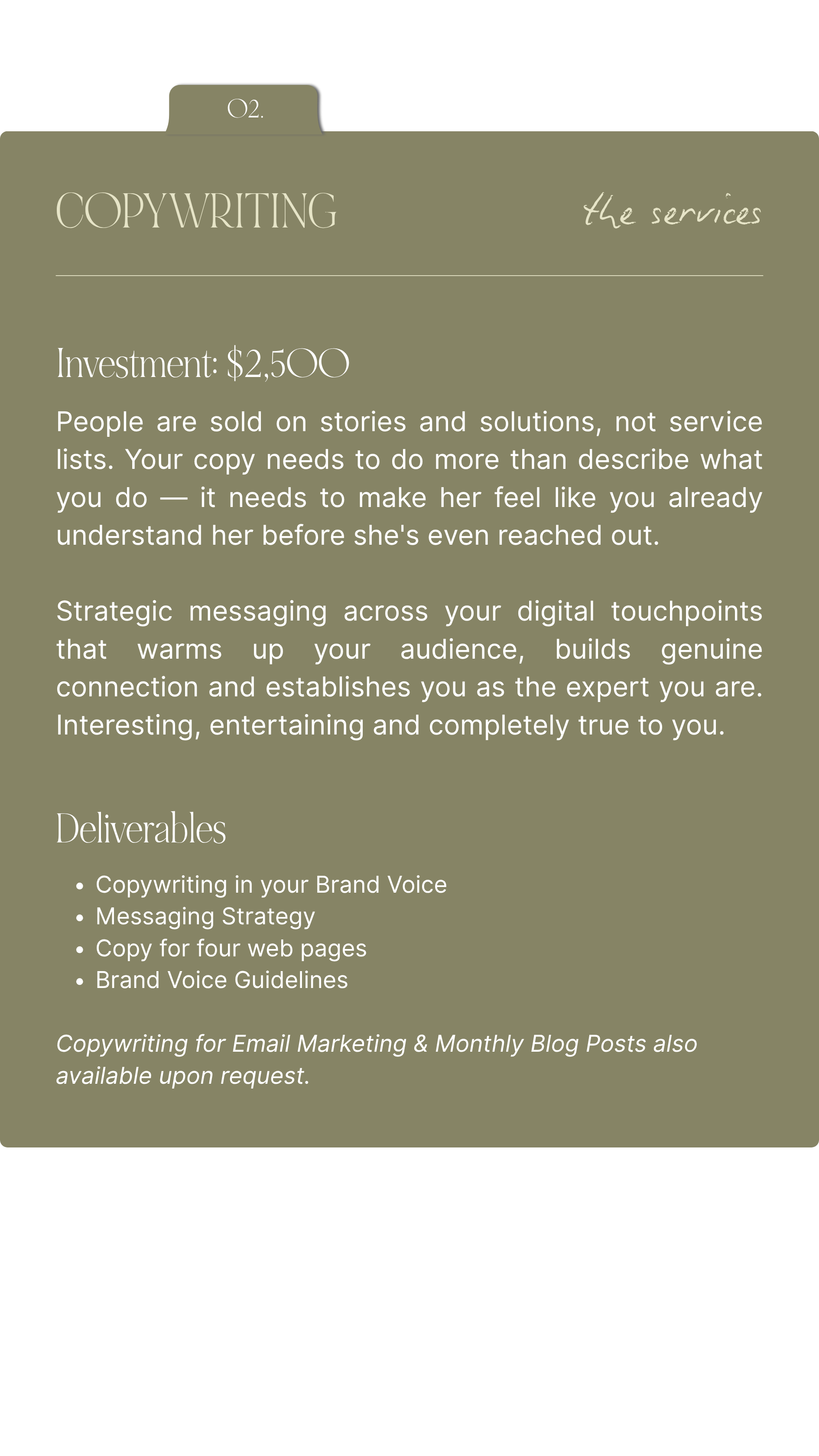 Website copywriting and brand messaging for interior designers and wedding professionals, Australia