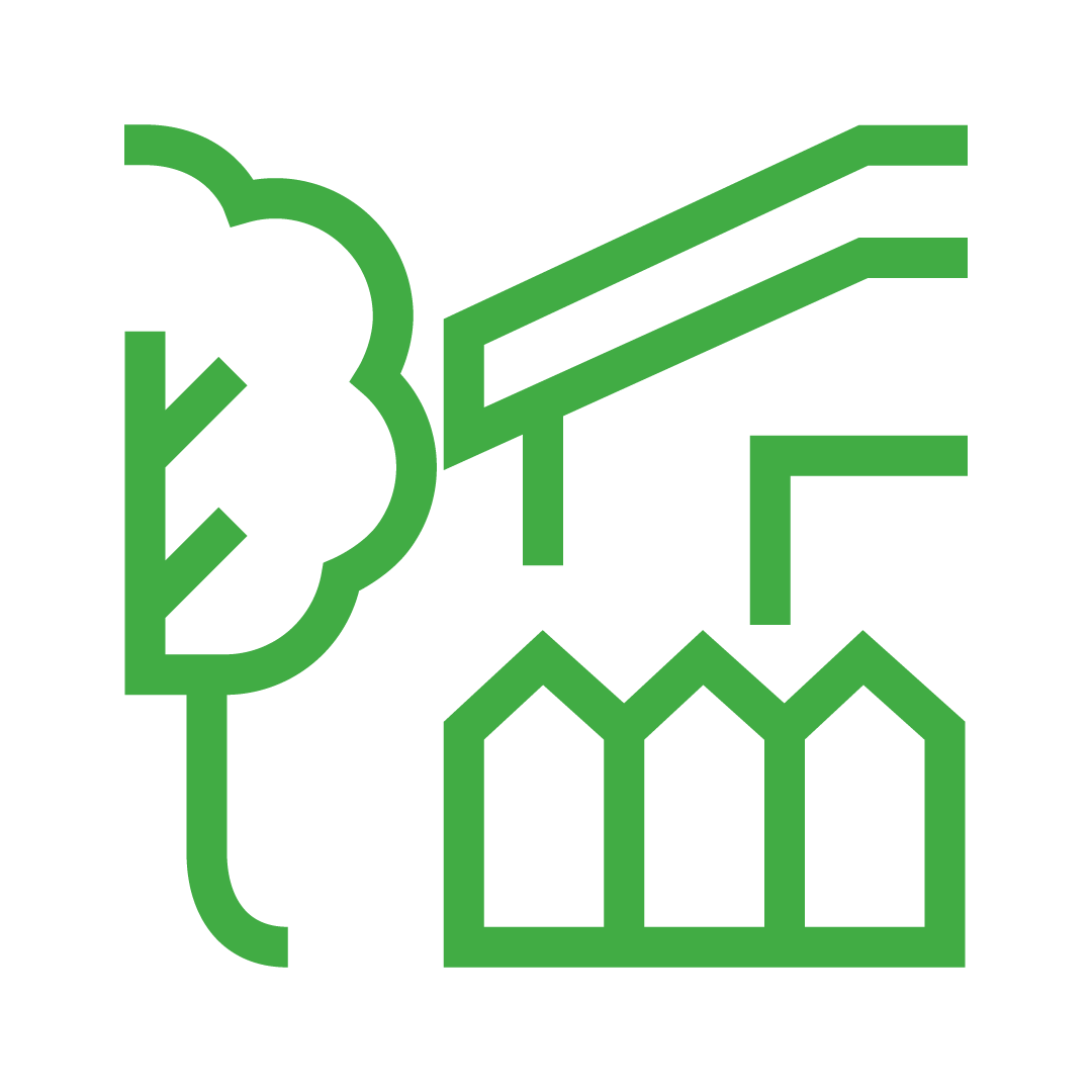 Green outline of a beaker, bar chart, and upward-sloping arrow representing scientific or data growth concepts.