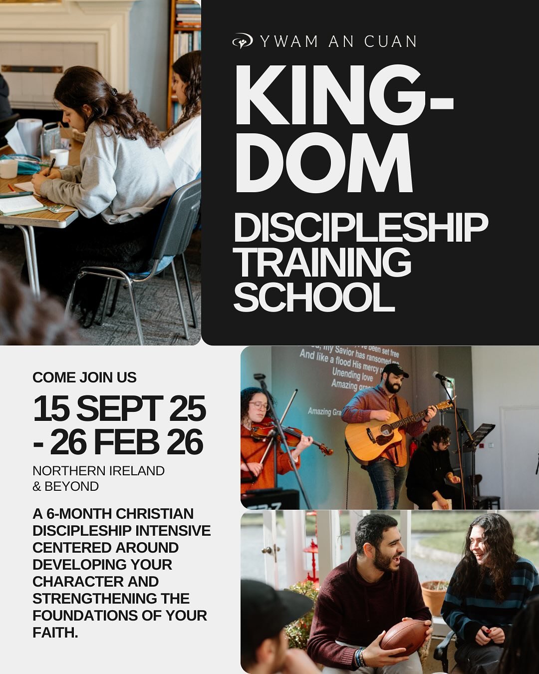 🌍✨ Ready to dive deeper into your faith? Join the Kingdom DTS 2025 at YWAM An Cuan for a transformative 6-month journey this September! Grow in your relationship with God through dynamic lectures on His character and nature, your identity in Christ,