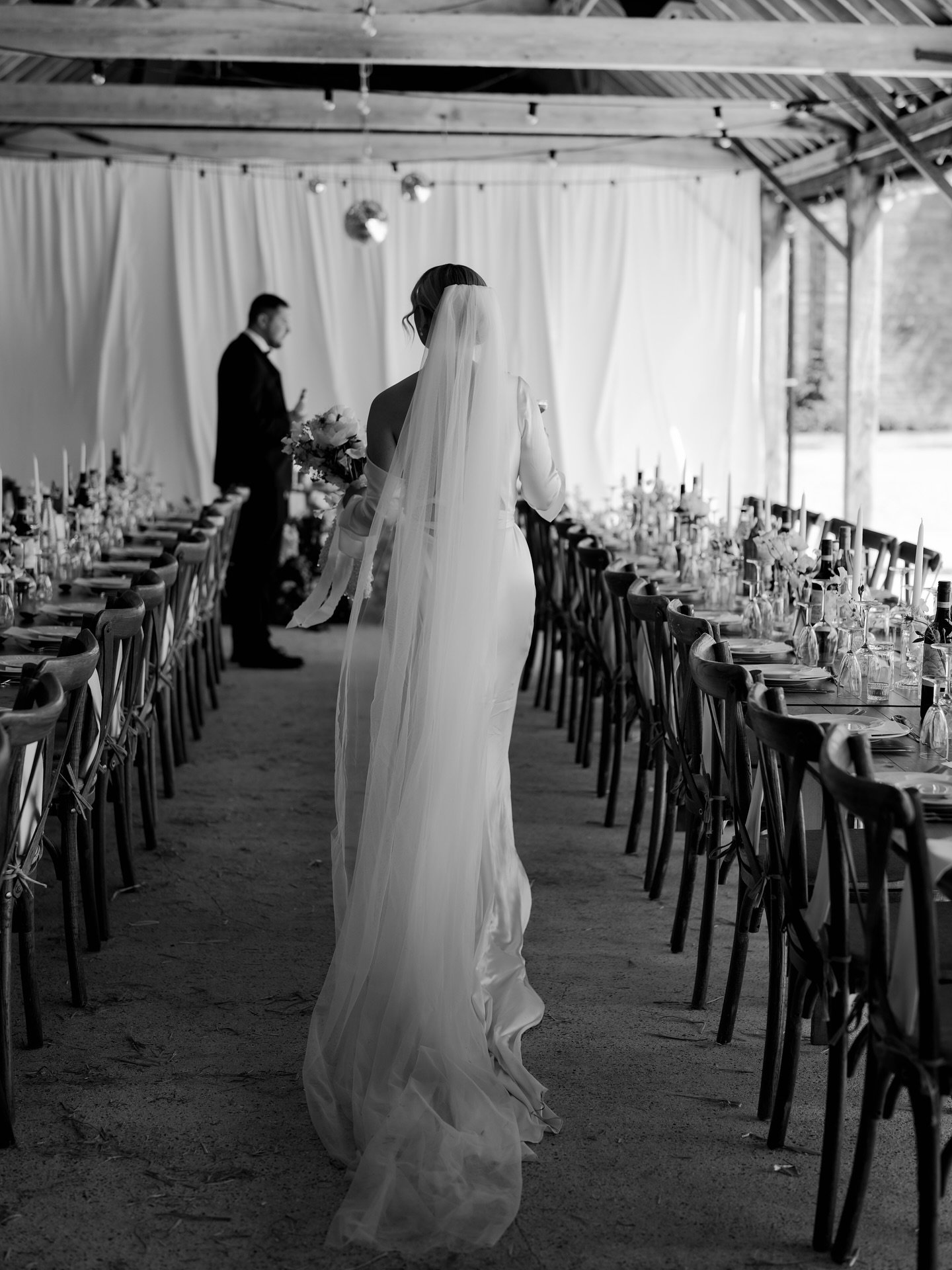 Final checks for Megan &amp; Kane&rsquo;s gallery. 

Love this frame from Megan checking the reception space before the guests entered. The whole day was an absolute dream, and I can&rsquo;t wait for you two to live it back through your gallery. Not 